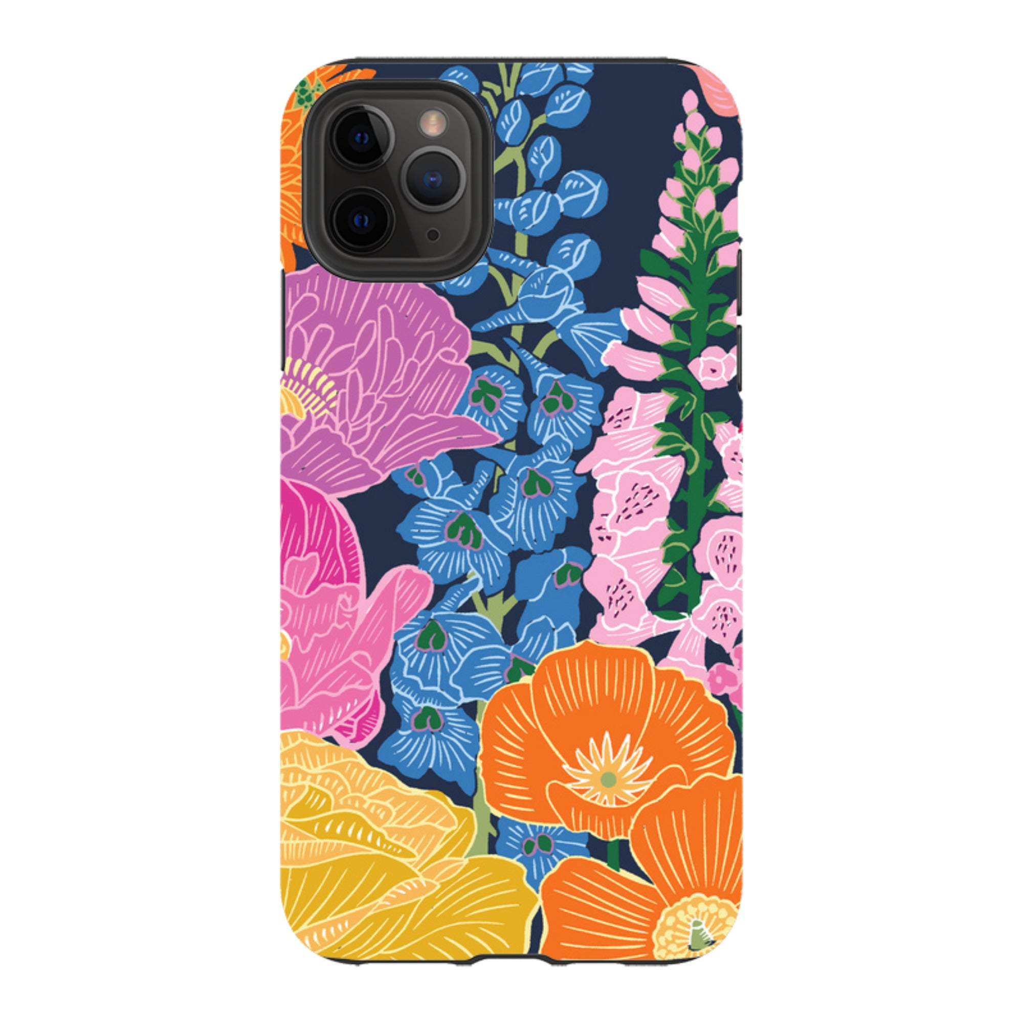 iPhone Tough Case - Flower Garden Navy By kate Heiss