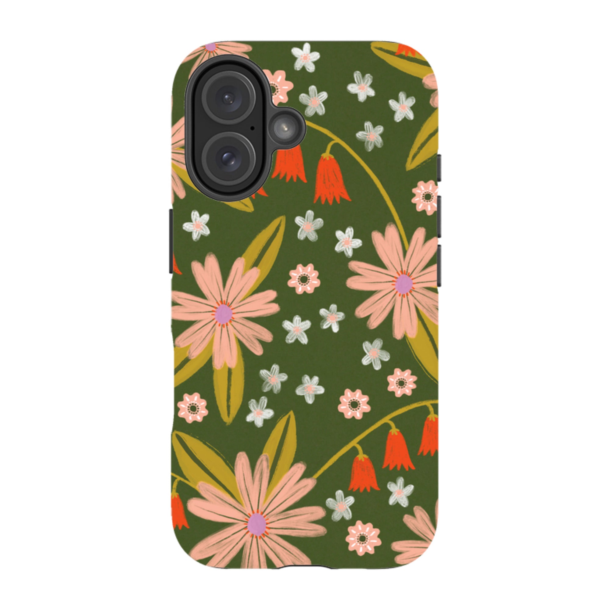 iPhone Tough Case - Red and Green Floral Pattern By Lee Foster Wilson