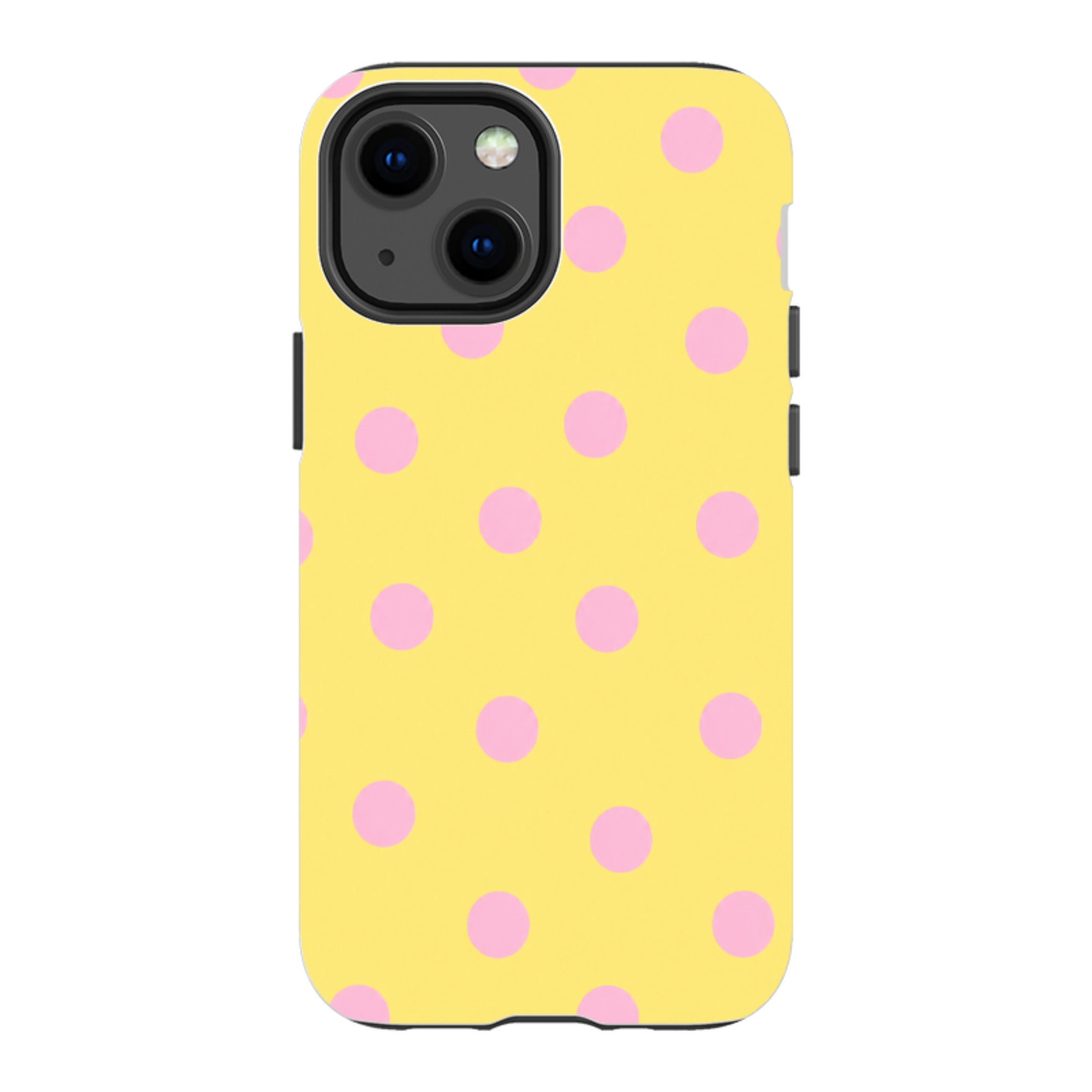 iPhone Tough Case - Yellow & Pink Polka Dot