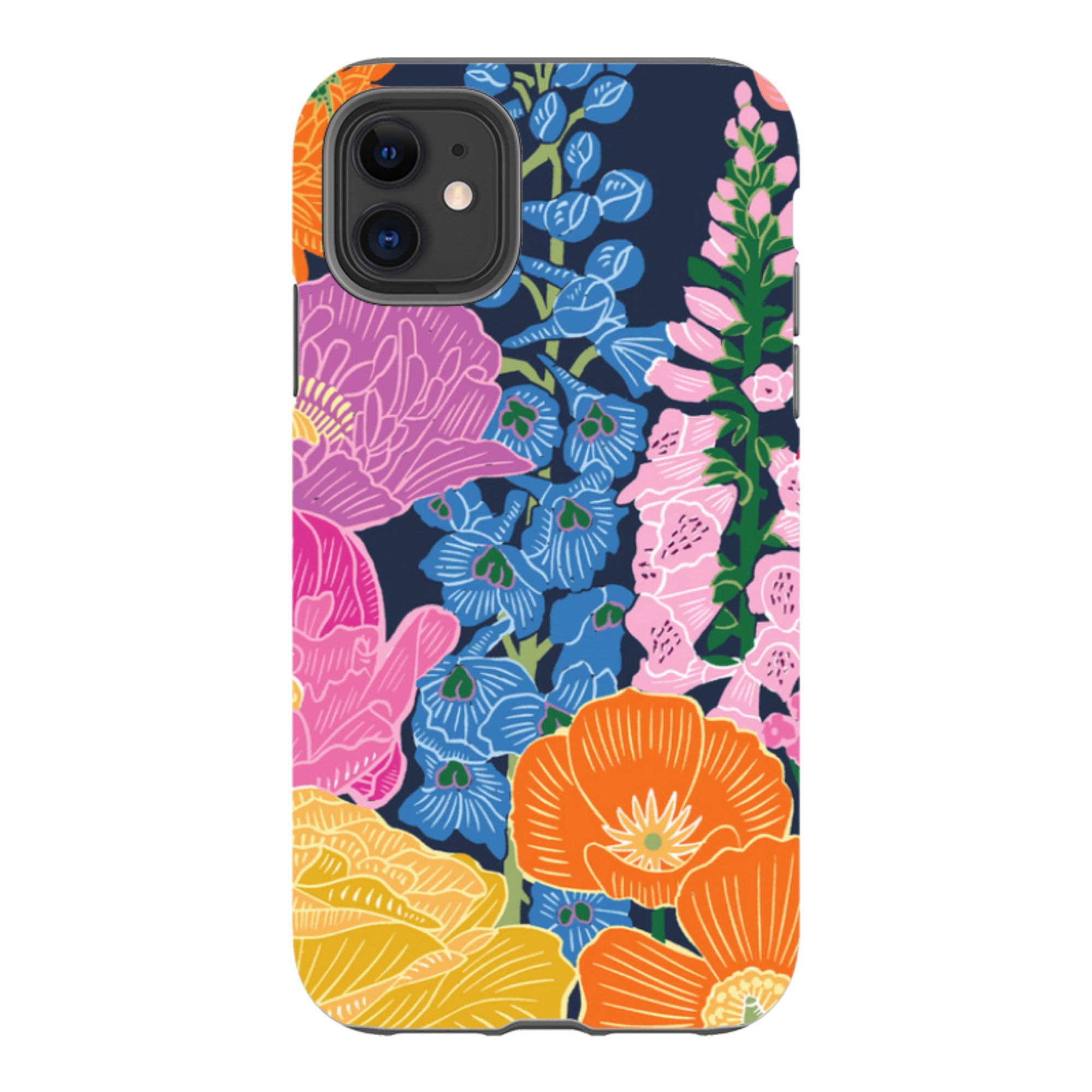 iPhone Tough Case - Flower Garden Navy By kate Heiss