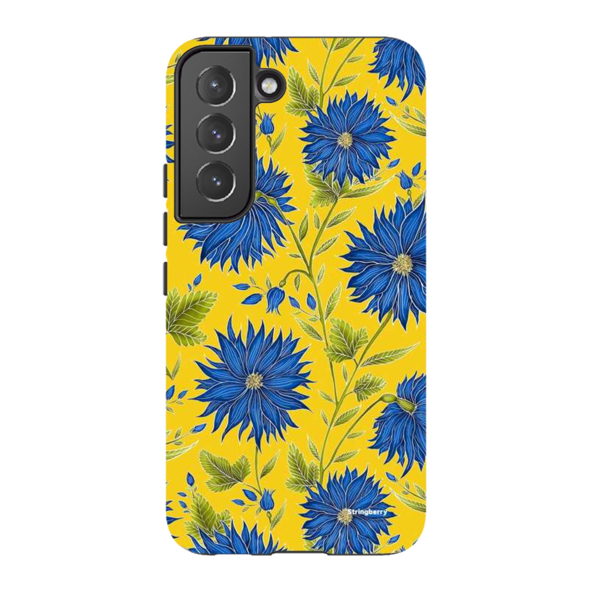 Samsung Tough Case - Blue Flowers Yellow By Catherine Rowe