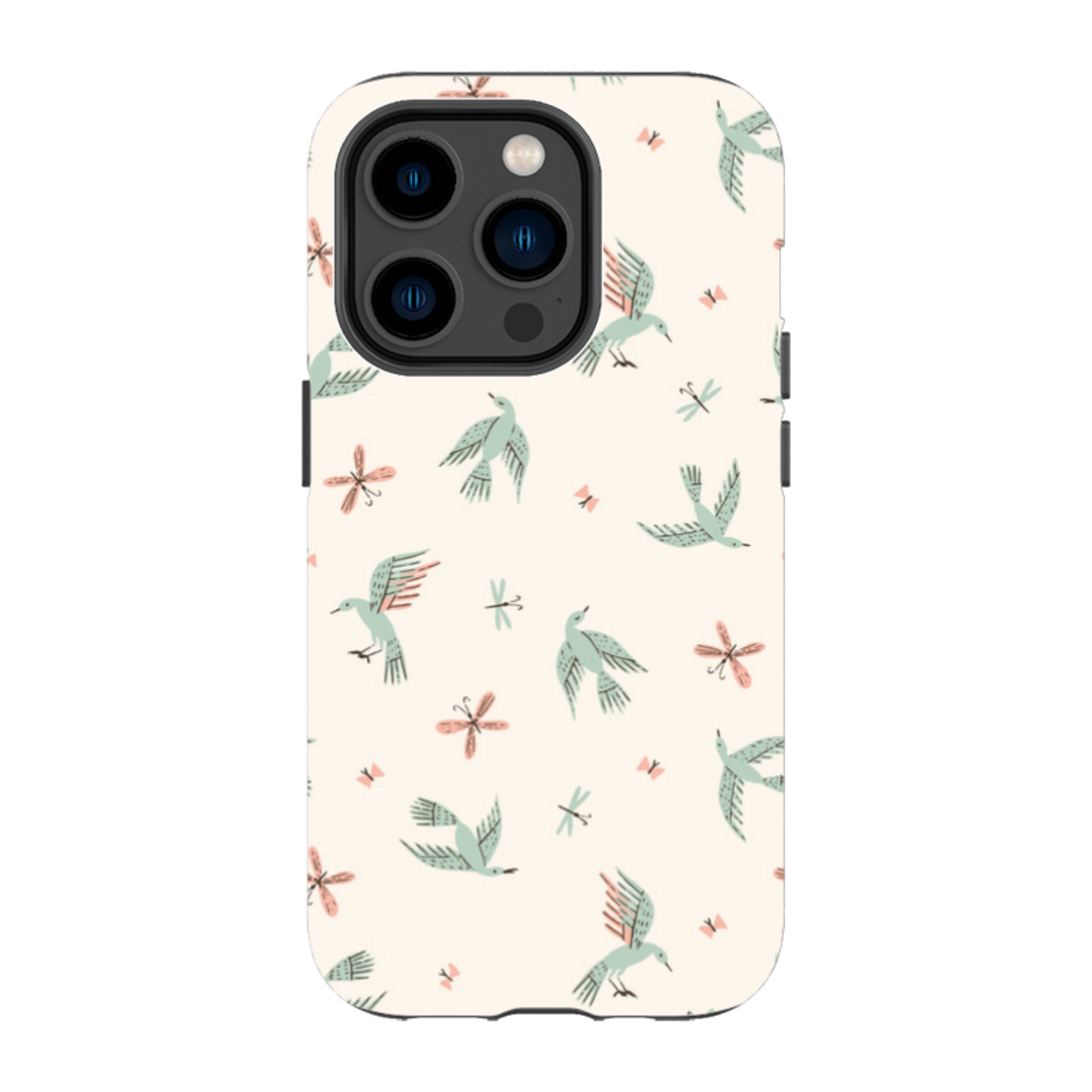 iPhone MagSafe Tough Case - Birds and Butterflies Cream By Meghann Rader