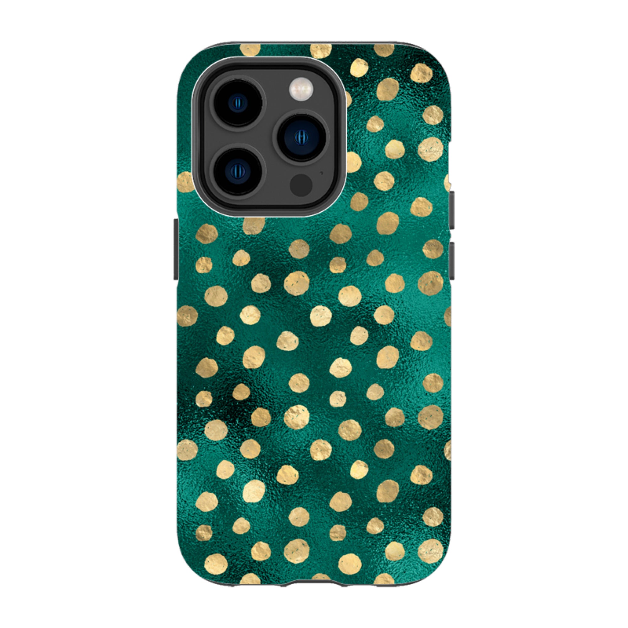 iPhone Tough Case - Forest and Gold Dots