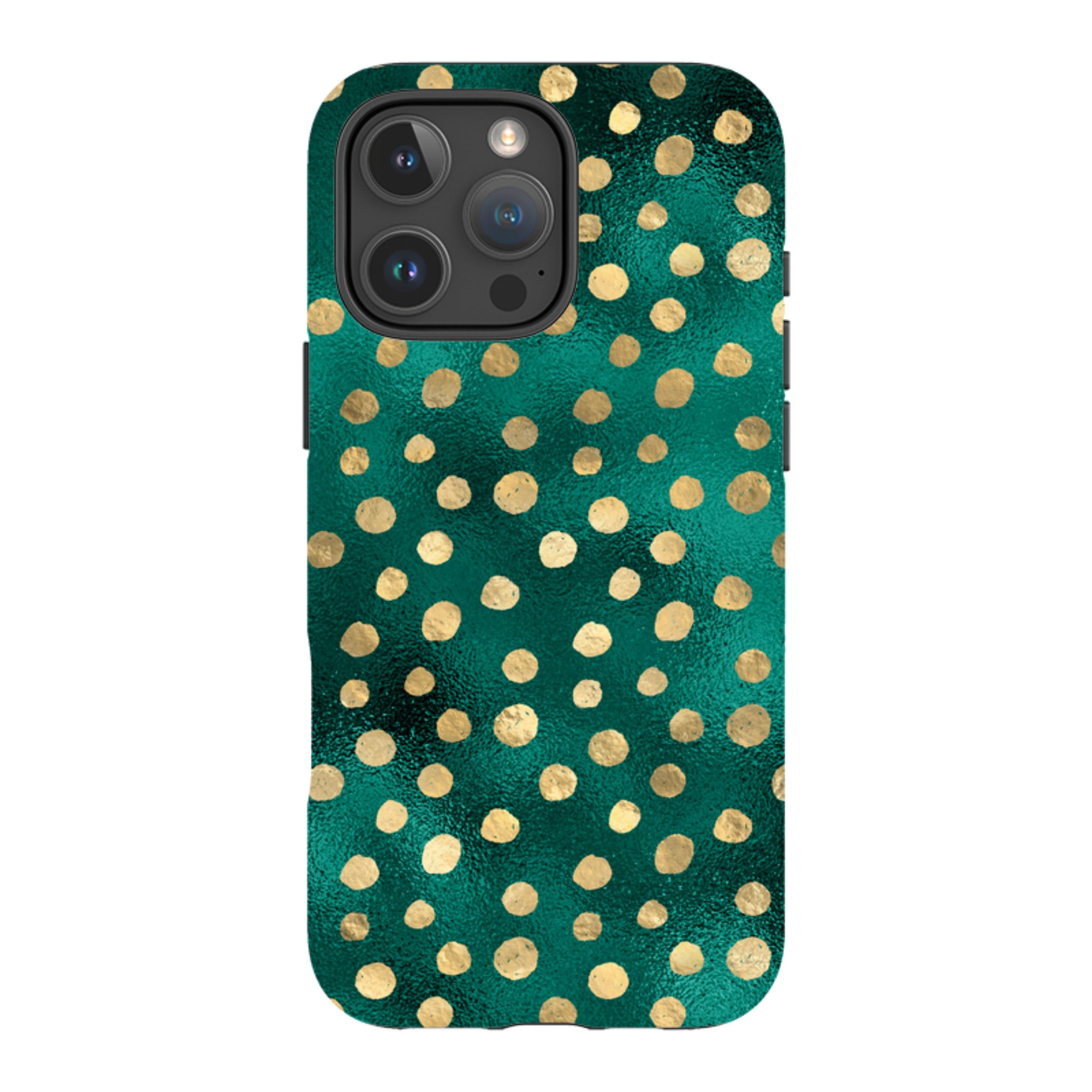 iPhone Tough Case - Forest and Gold Dots