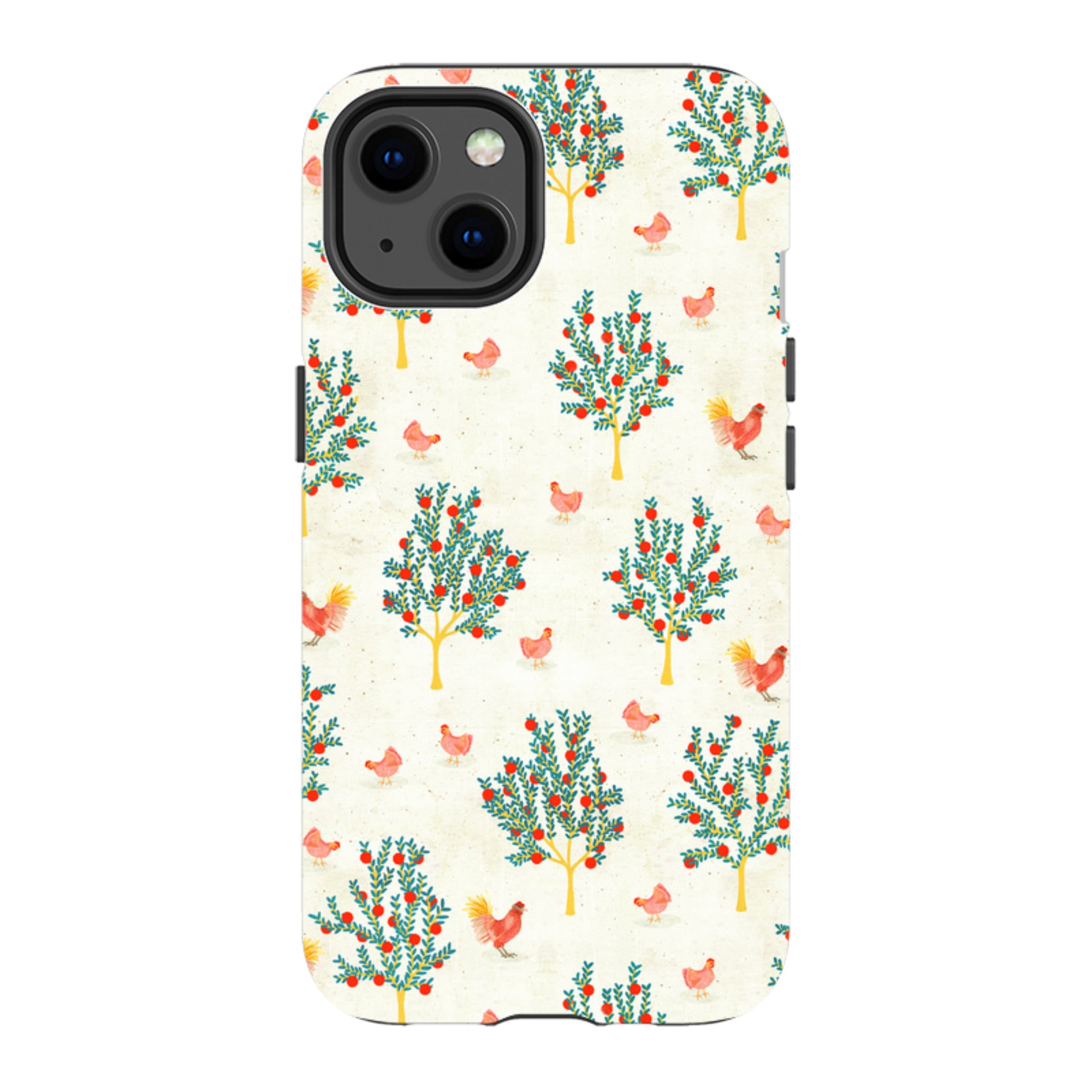 iPhone Tough Case - Apple Trees and Chickens Cream By Katherine Quinn