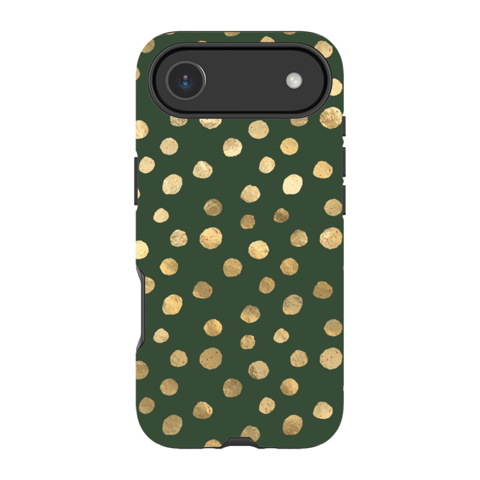 iPhone Tough Case - Green and Gold Dots