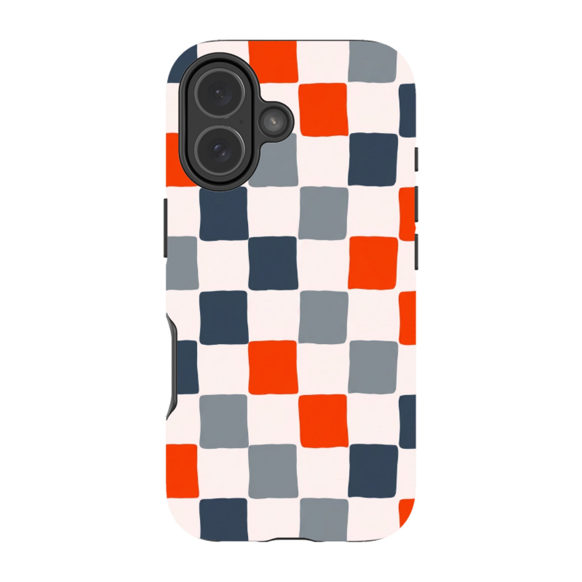 iPhone Tough Case - Orange & Navy Checkerboard