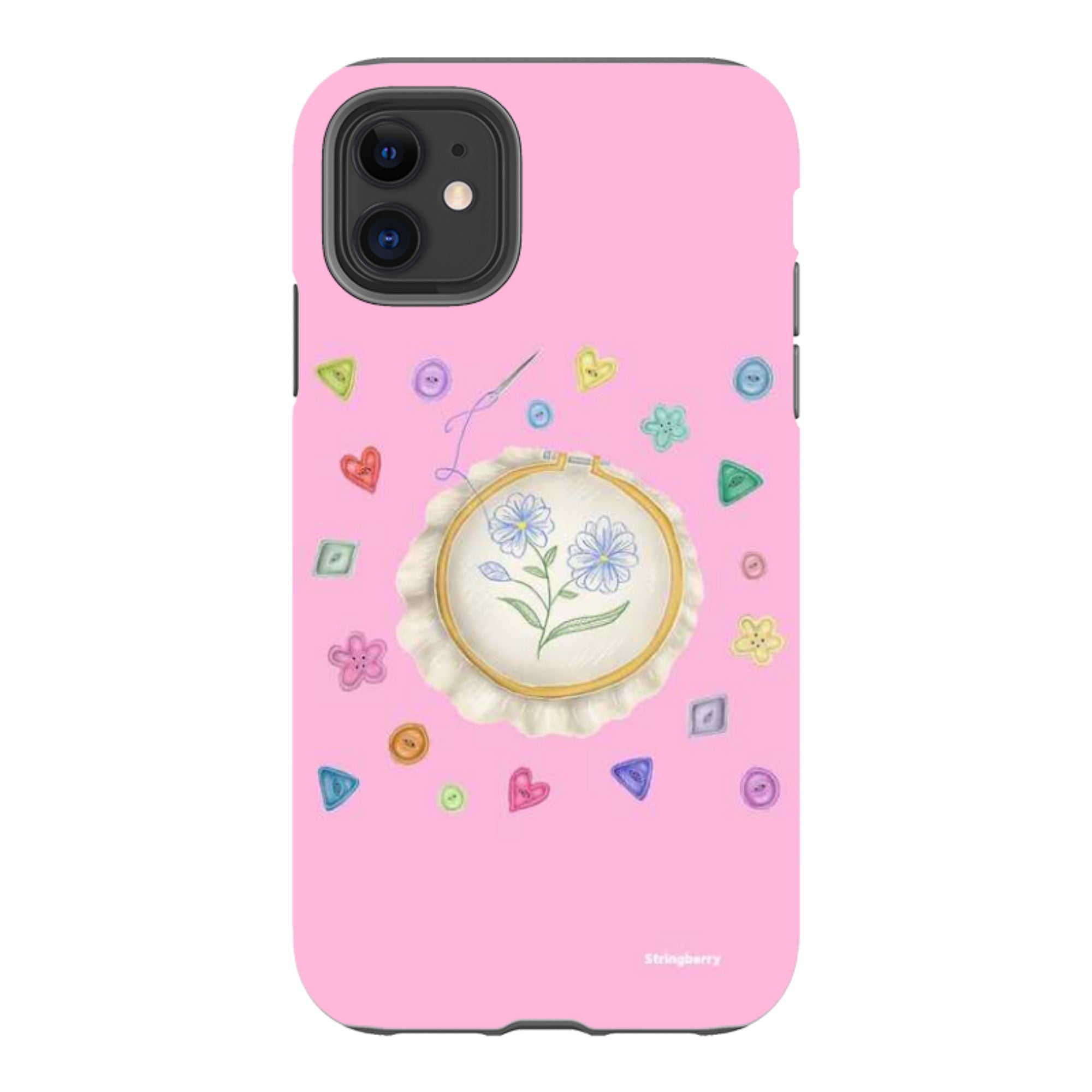 iPhone Tough Case - Flower Buttons Needlework By Catherine Rowe