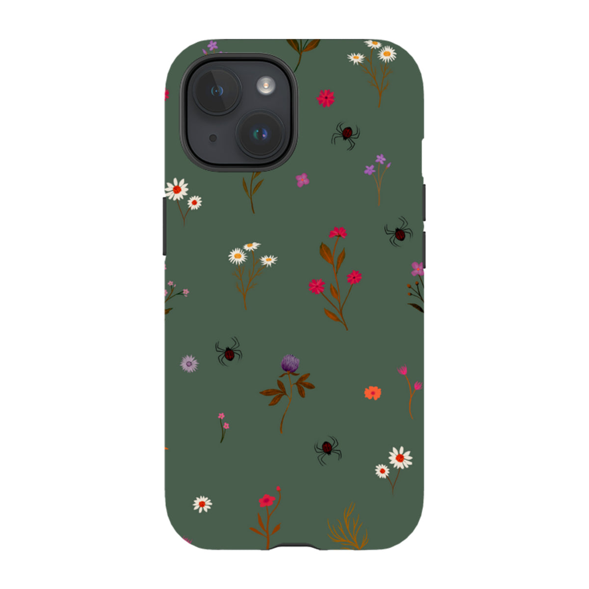 iPhone Tough Case - Florals and Spiders - Pine By Katherine Quinn