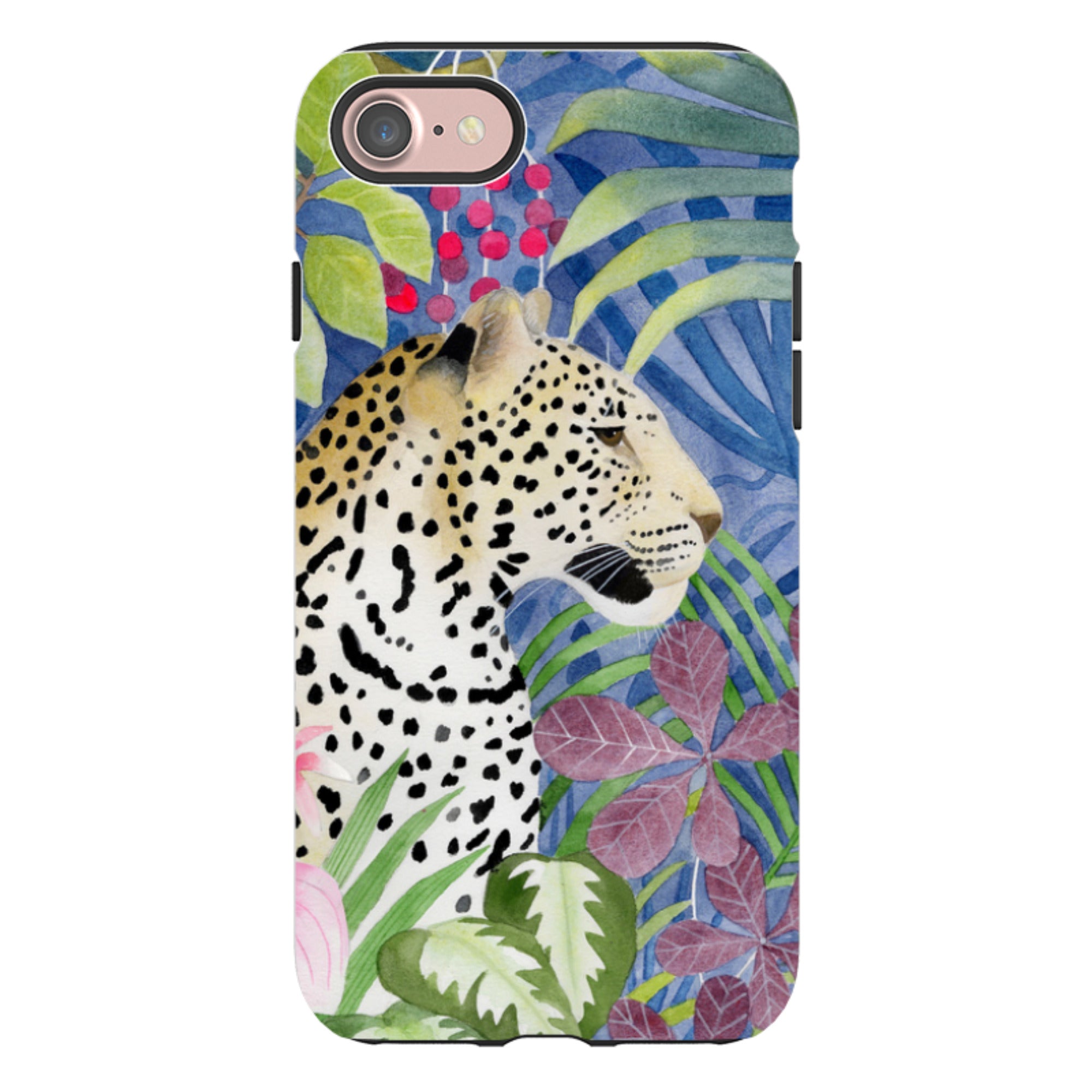 iPhone Tough Case - Blue Jungle Leopard By Bex Parkin