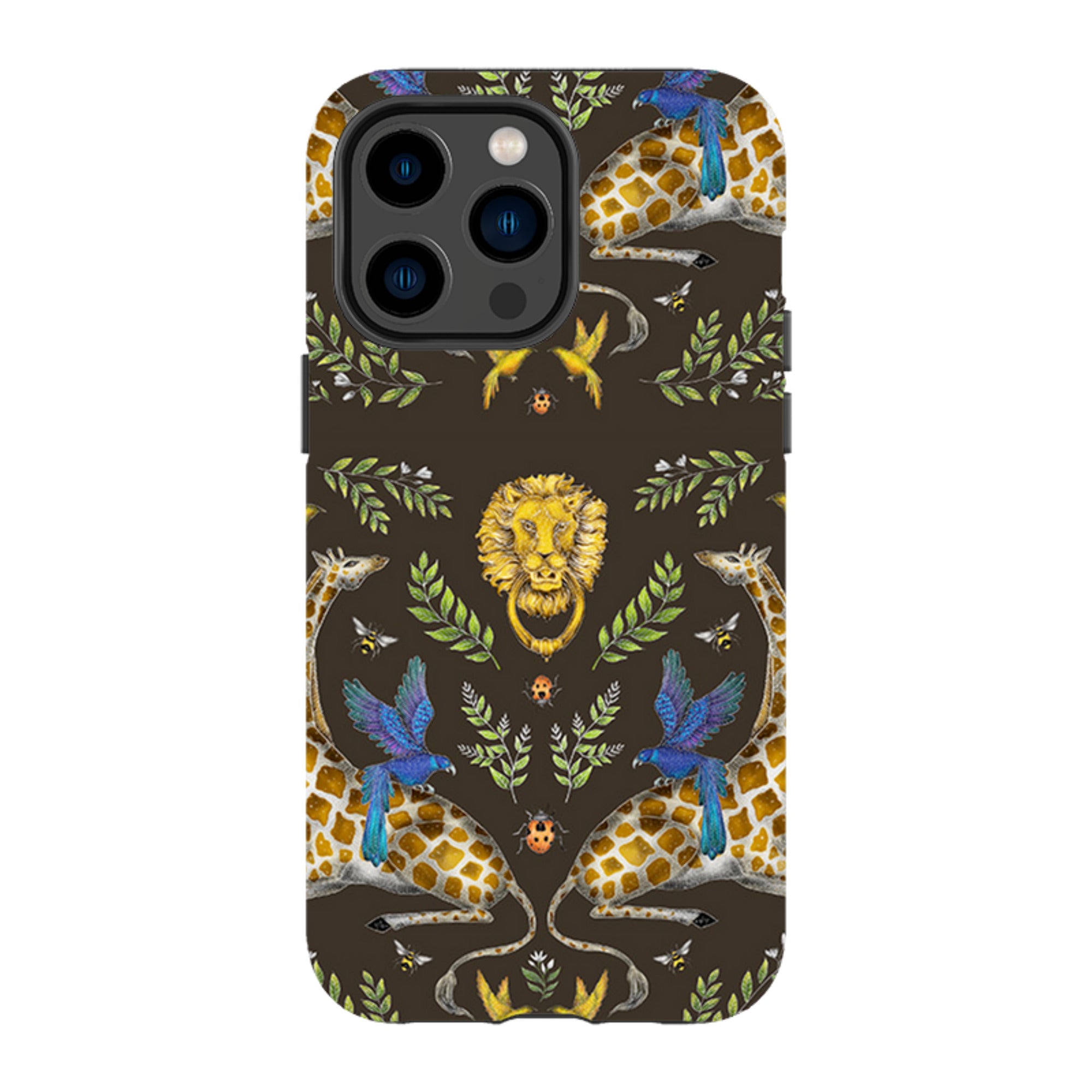 iPhone Tough Case - Giraffes Birds and Lion By Catherine Rowe