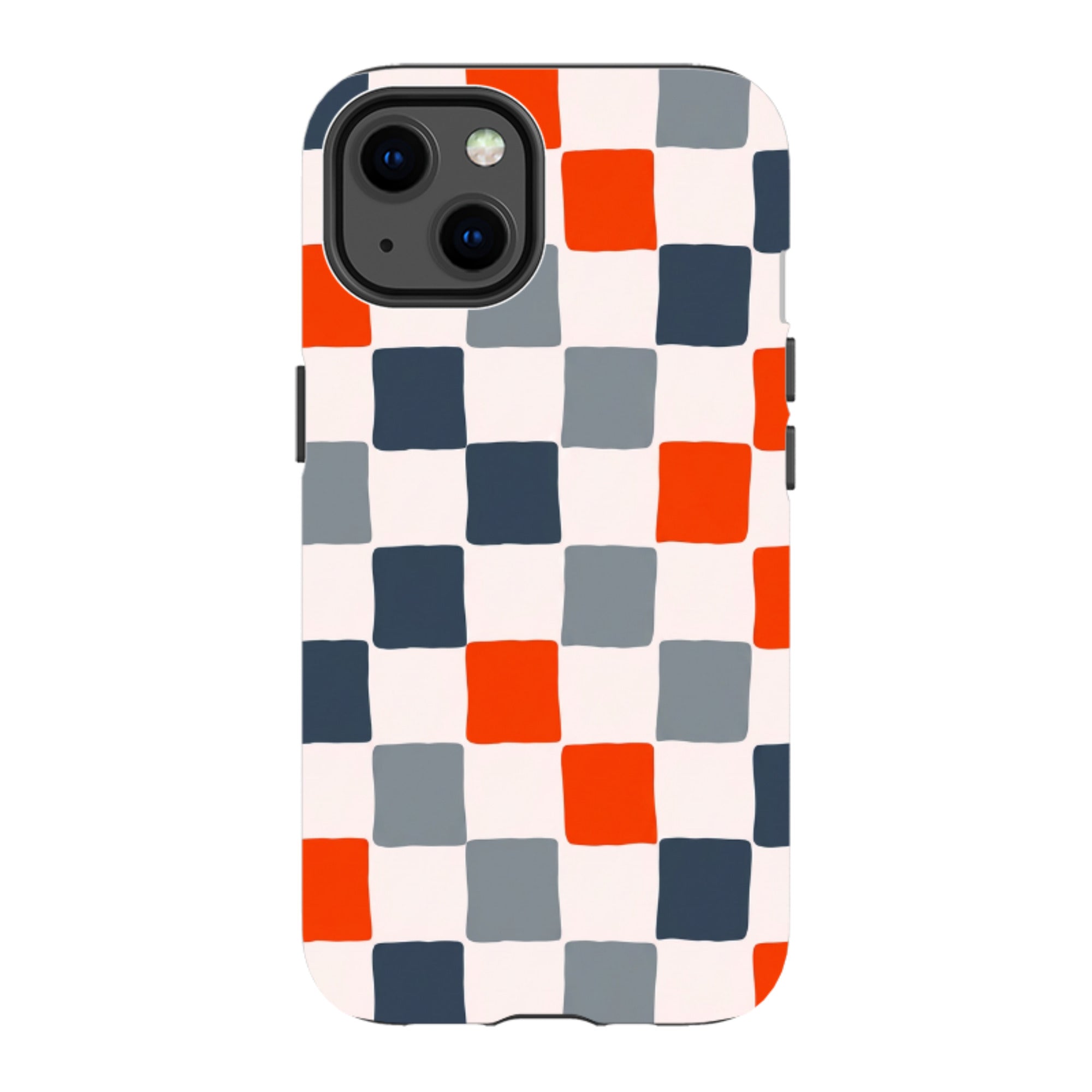 iPhone Tough Case - Orange & Navy Checkerboard