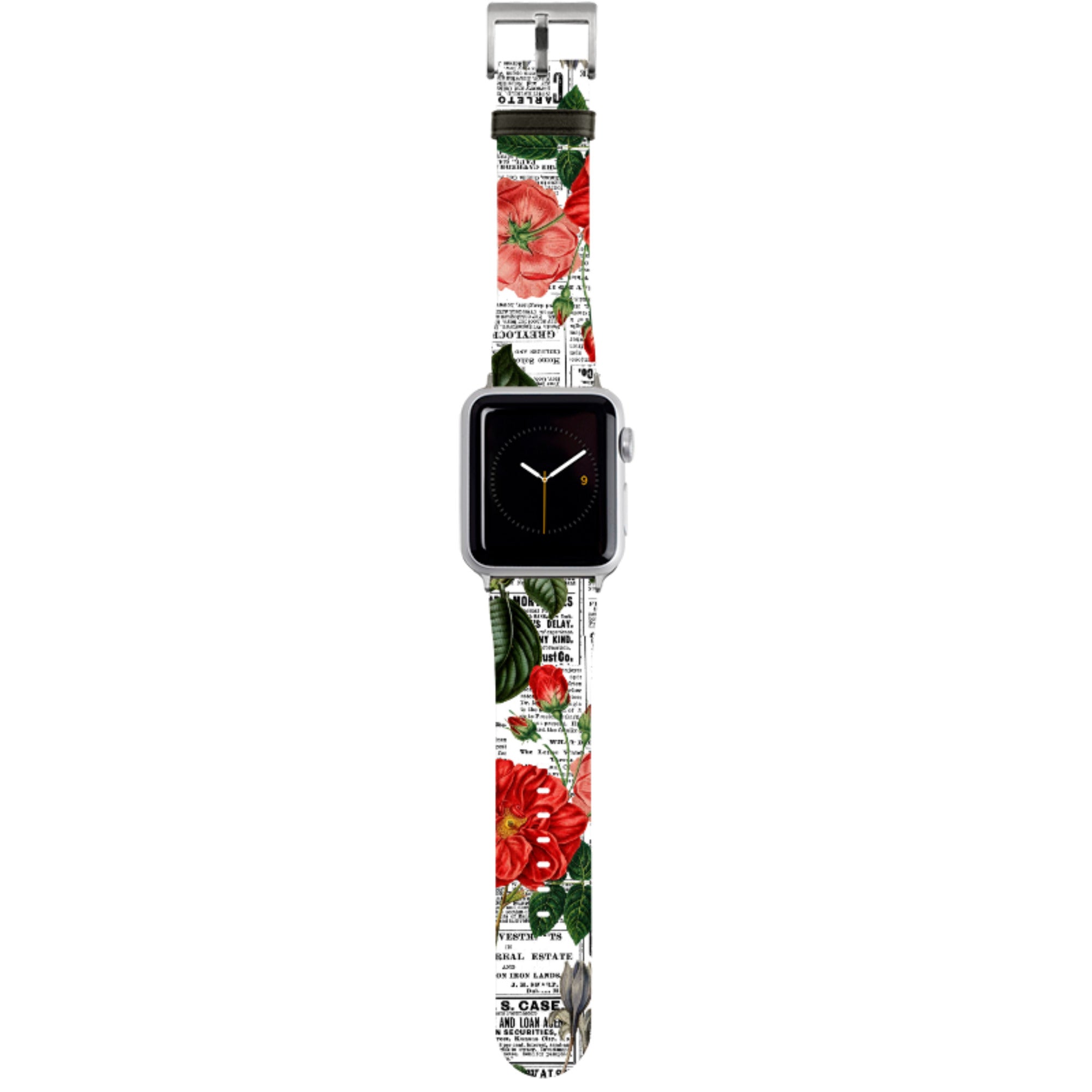 Floral Newsprint Apple Watch Strap