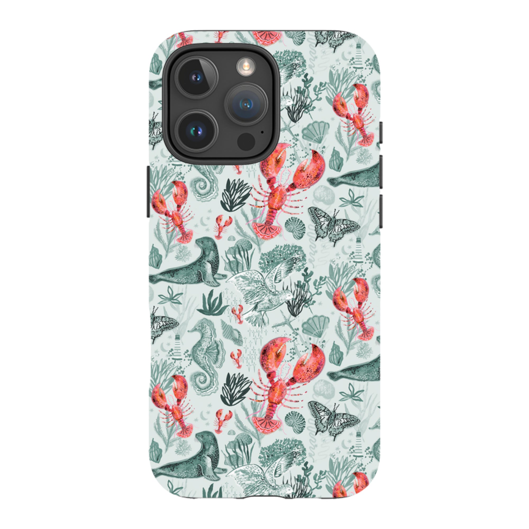 iPhone Case - Teal Seals and Lovely Lobsters By Emma Frances Grant