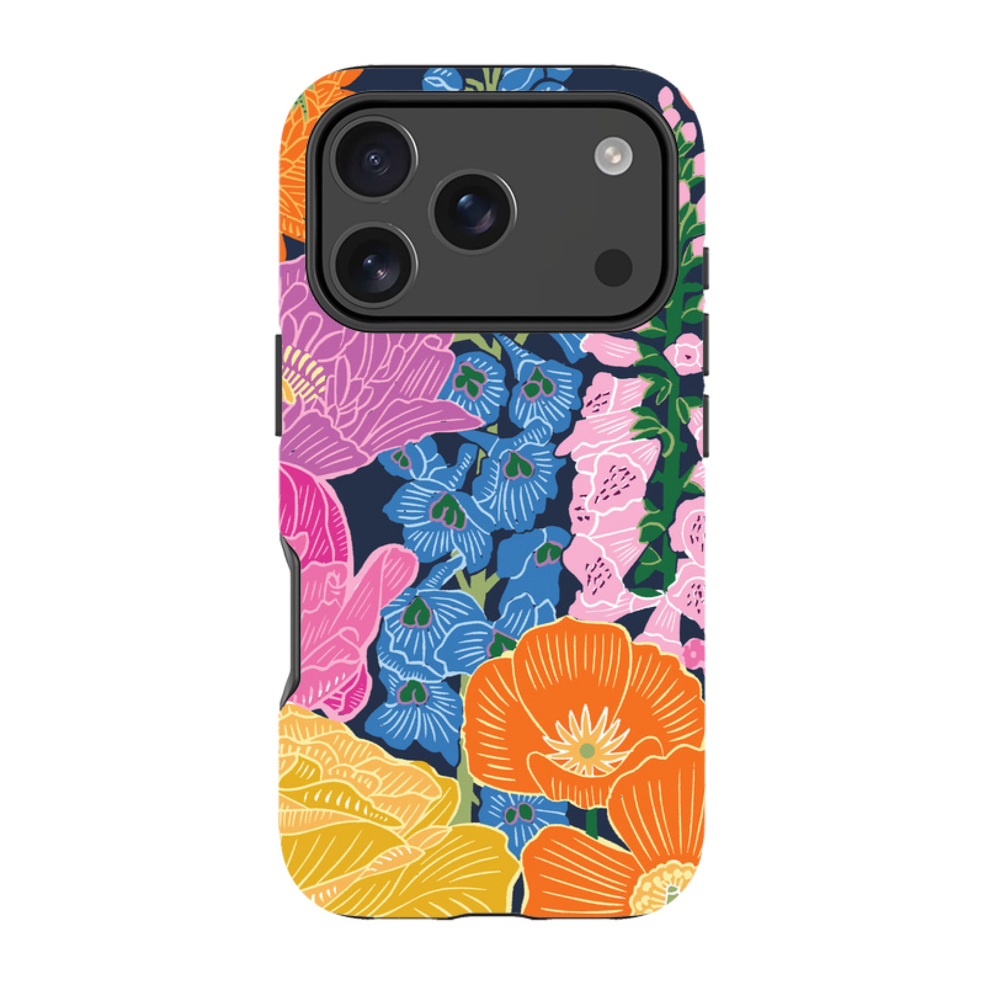 iPhone Tough Case - Flower Garden Navy By kate Heiss