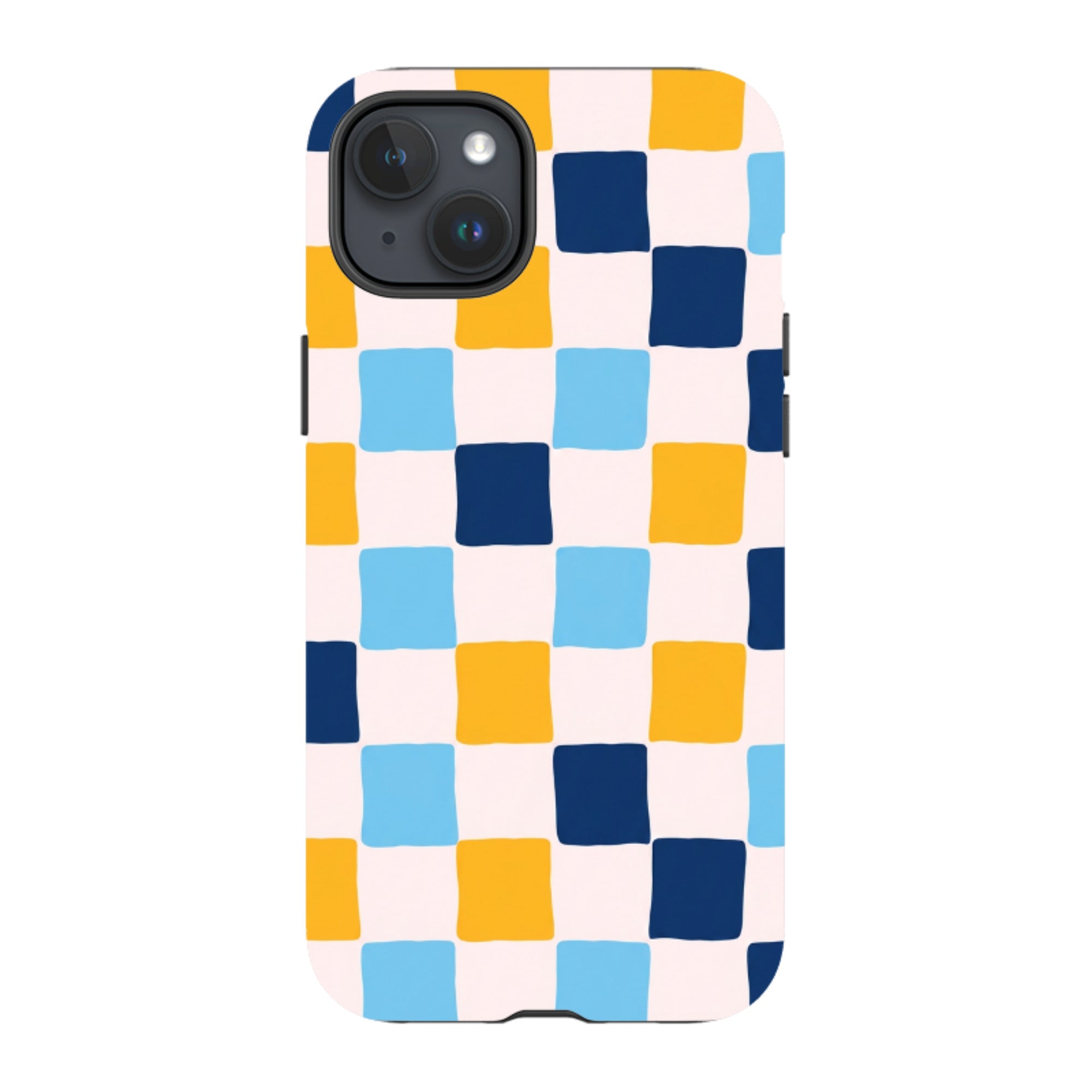 iPhone Tough Case - Blue & Yellow Checkerboard