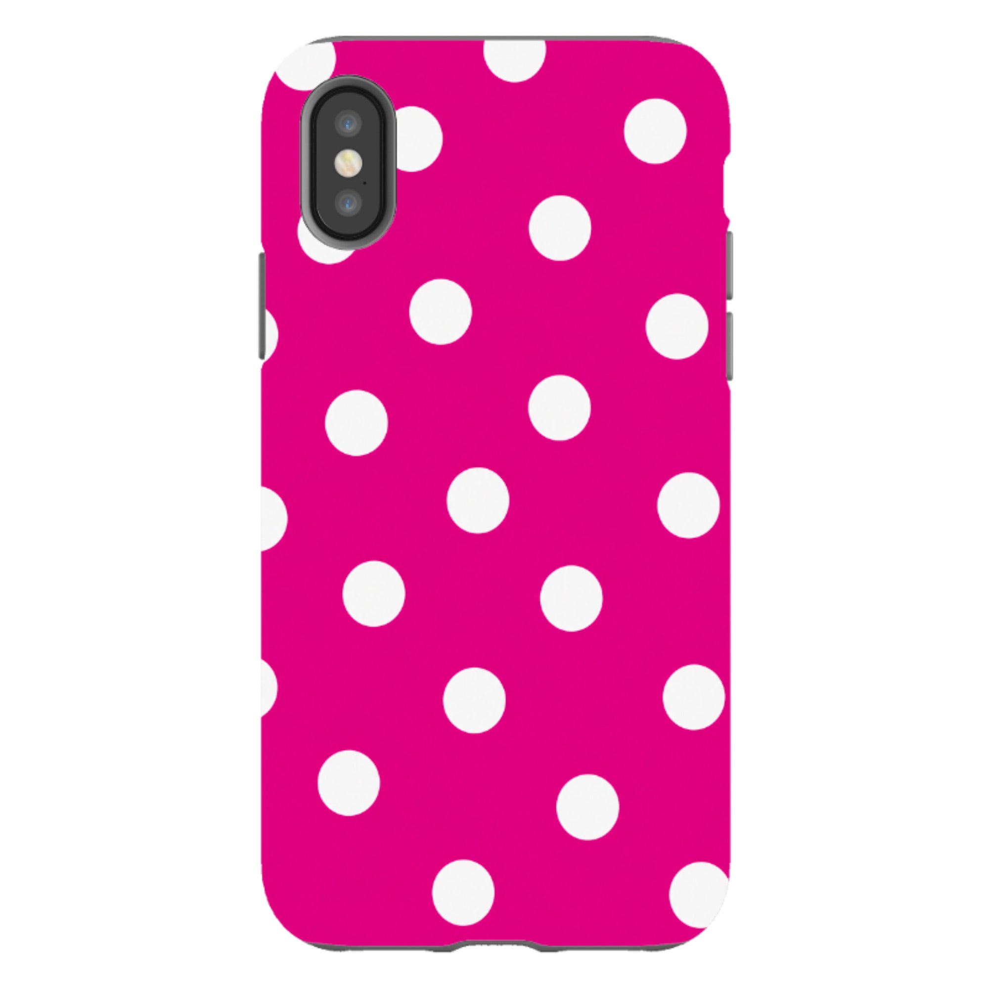 iPhone Tough Case - Hot Pink & White Polka Dot