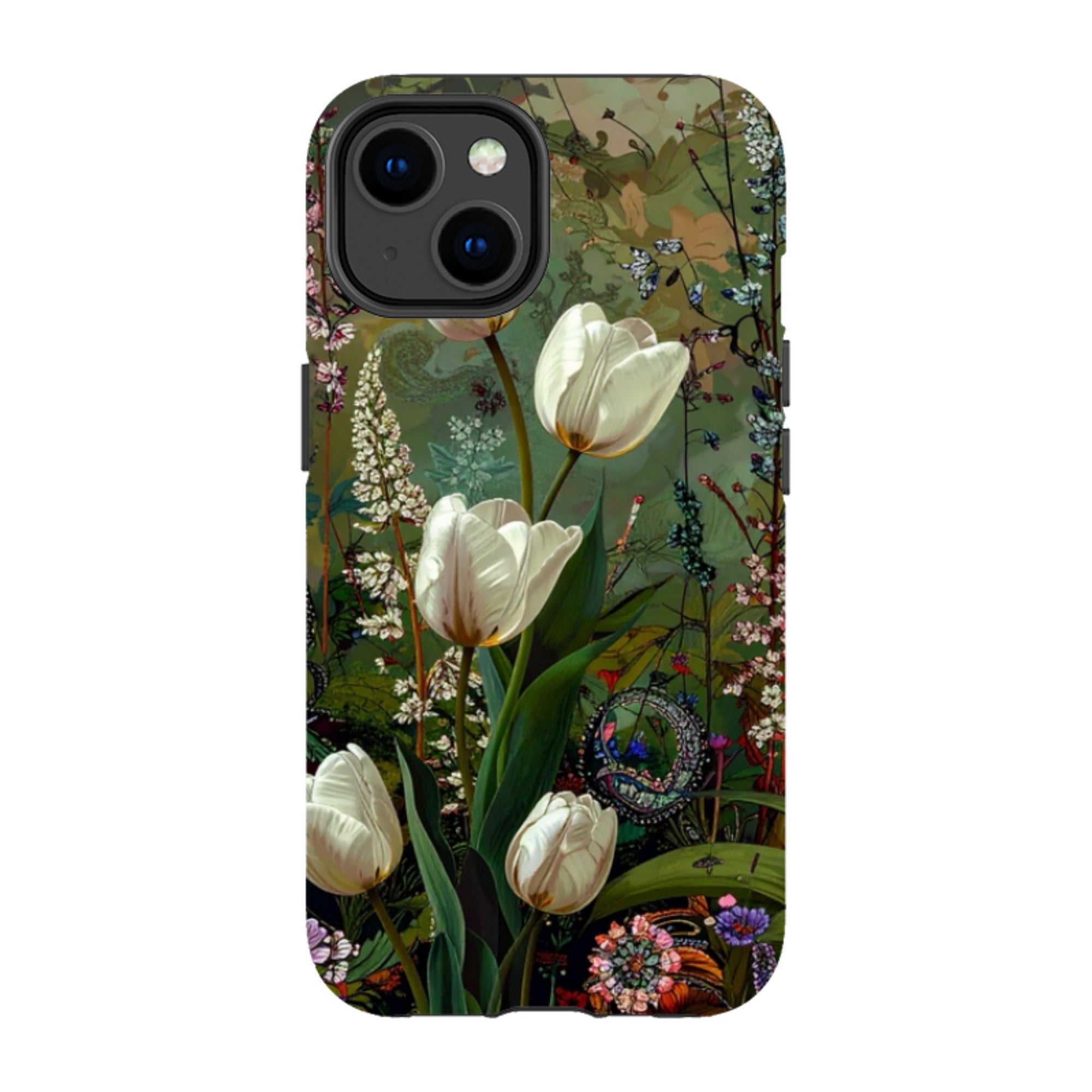 iPhone MagSafe Tough Case - Green Vyne White Tulips