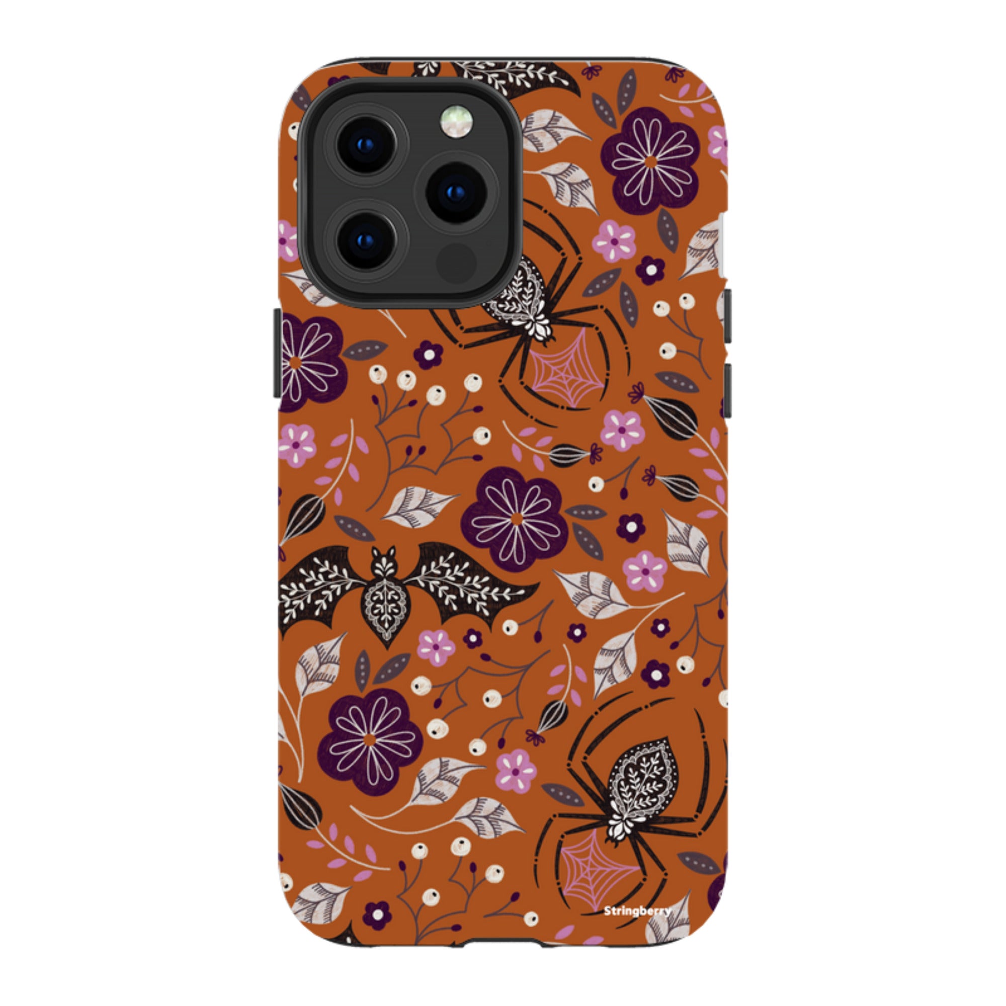 iPhone MagSafe Tough Case -  Spider Bat Pattern Orange By Jenny Zemanek
