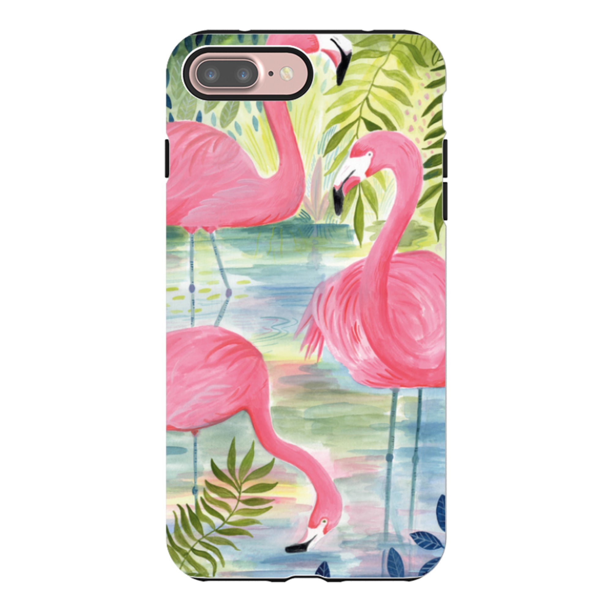 iPhone Tough Case - Three Flamingo By Bex Parkin