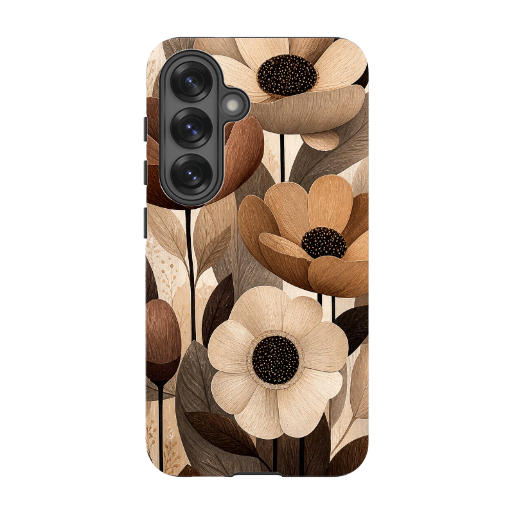 Samsung Tough Case - Chocolate Woodgrain Floral