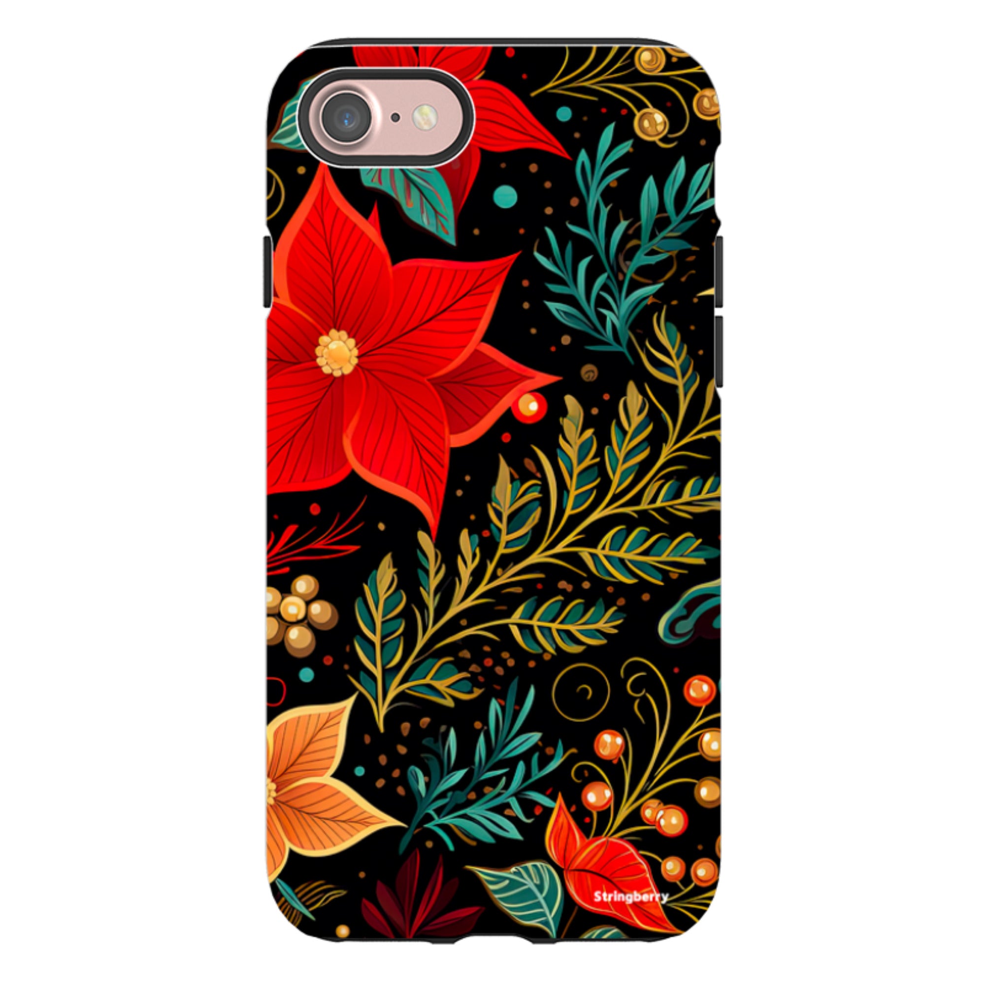 iPhone Tough Case - Red Winter Floral II