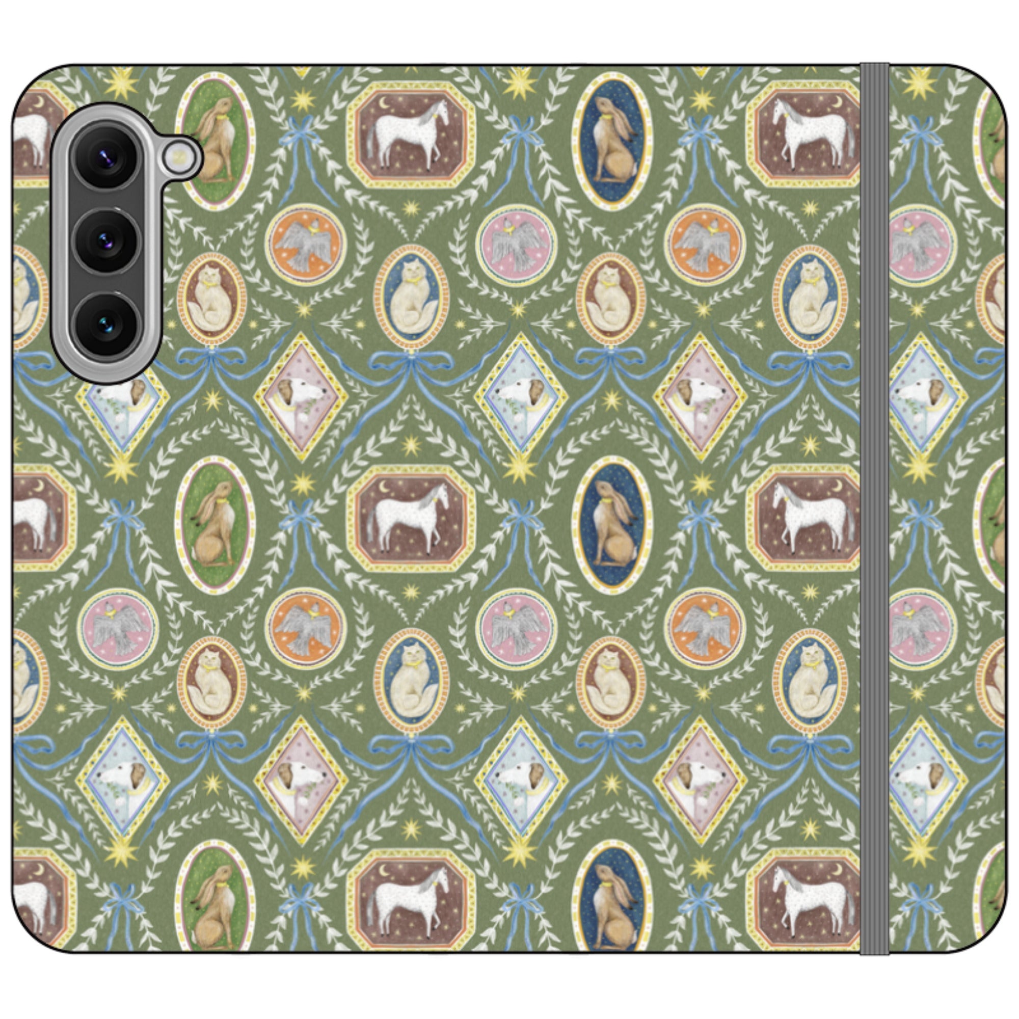 Charleston Moss Green Wallet Case By Catherine Rowe