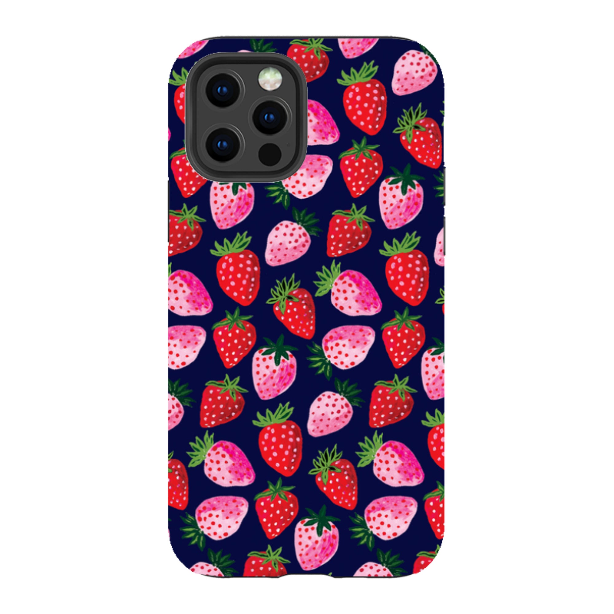 iPhone Tough Case - Strawberry Scatter Navy By Emma Frances Grant