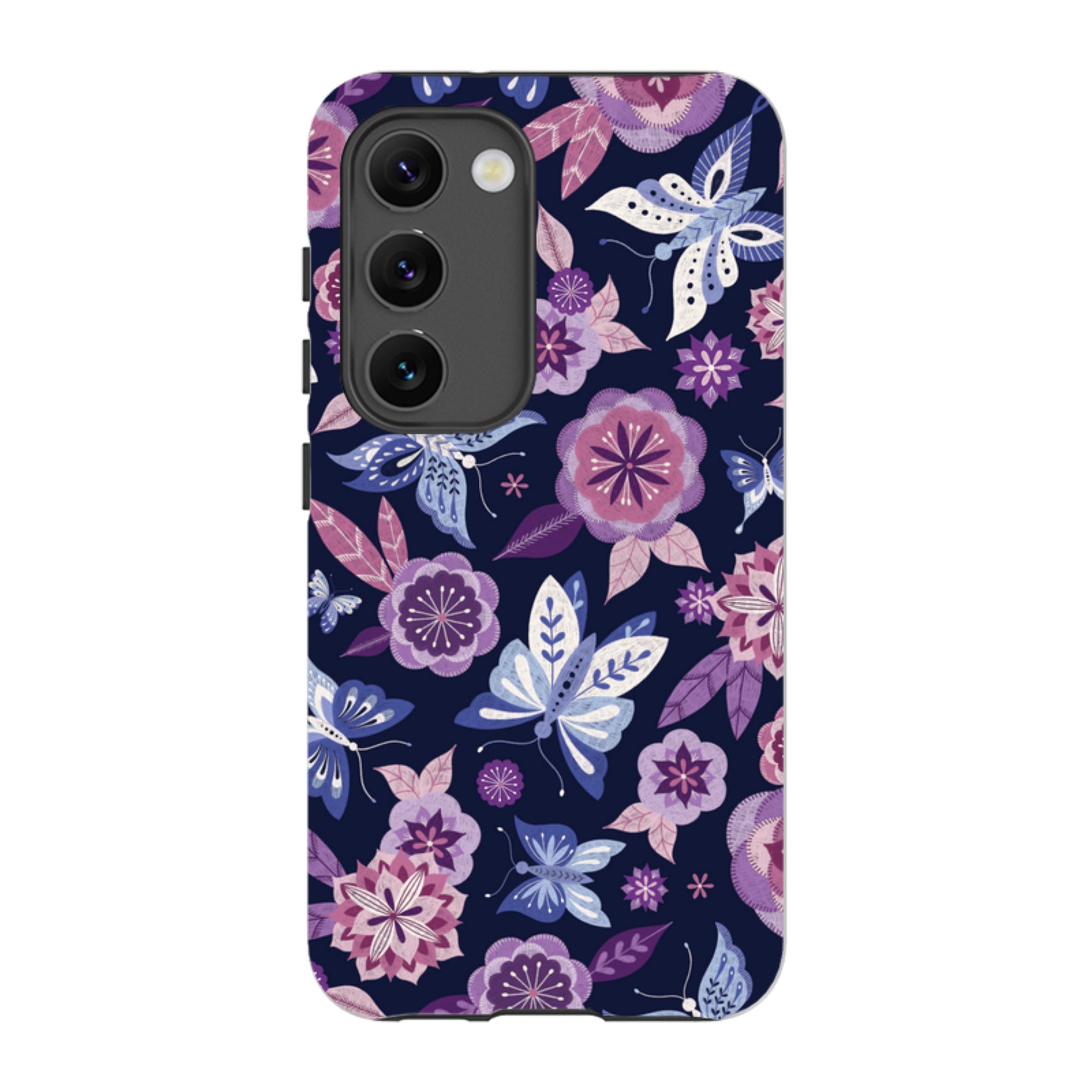 Samsung Tough Case - Butterfly Blooms Navy By Jenny Zemanek