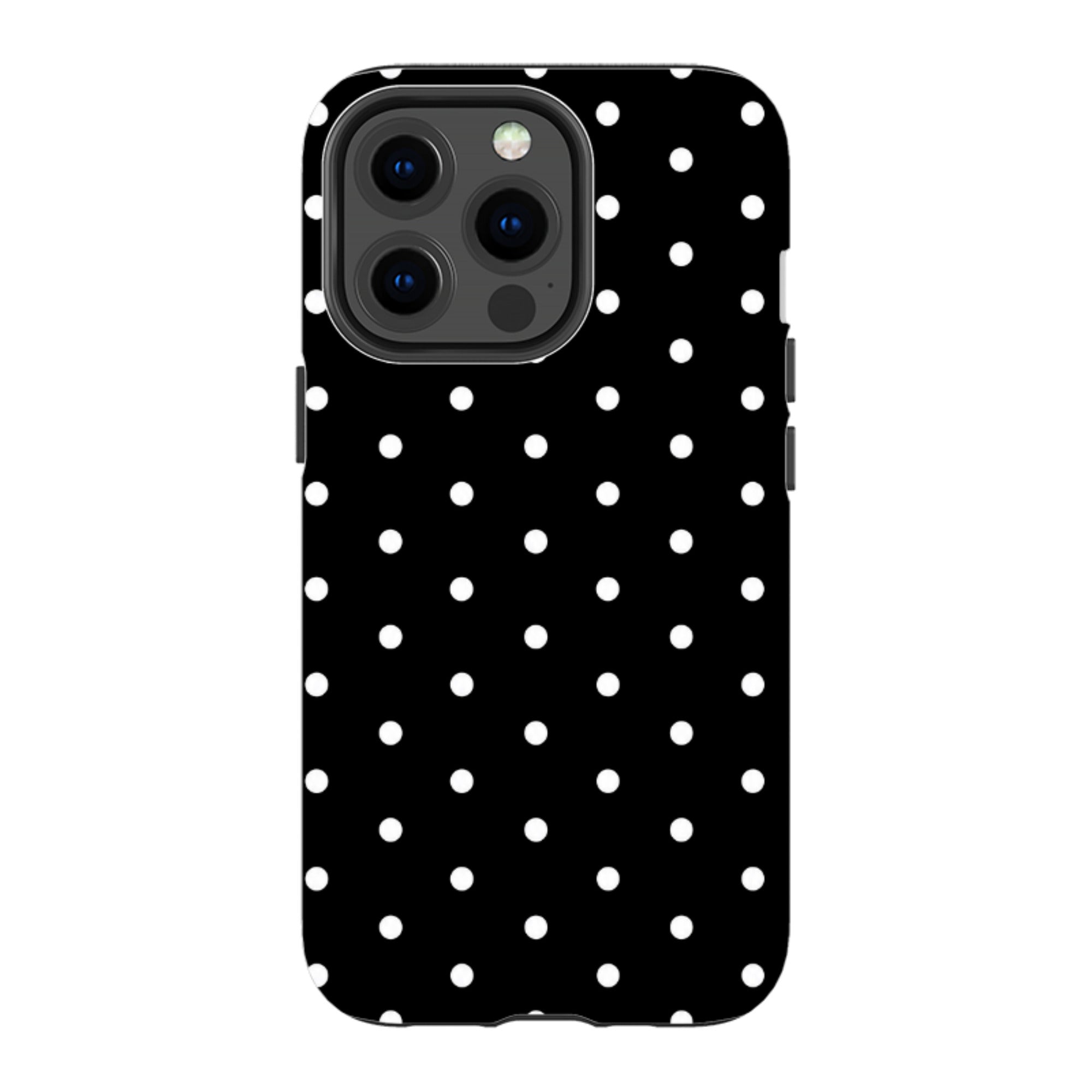 iPhone Tough Case - Black & White Polka Dot