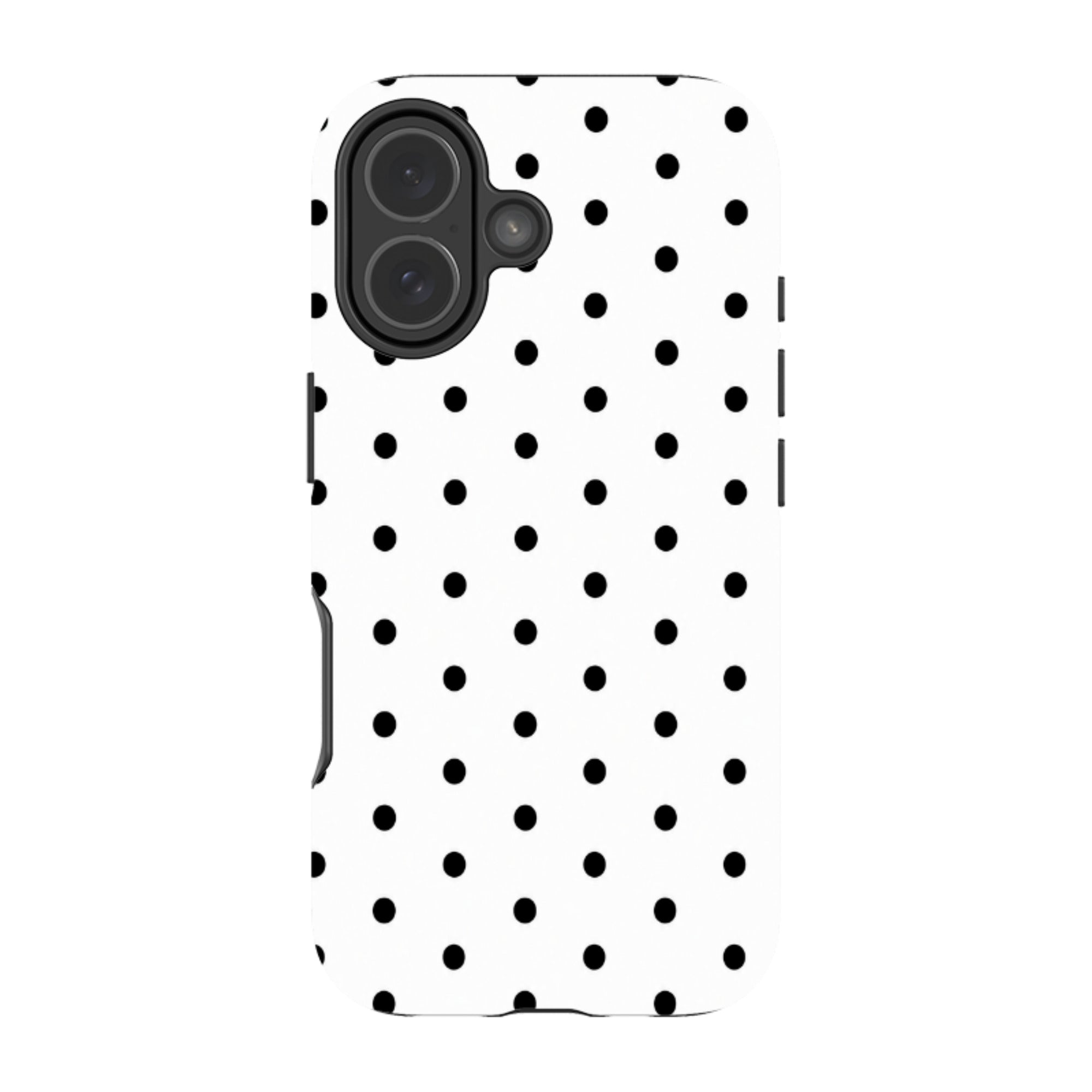 iPhone Tough Case - White & Black Polka Dot