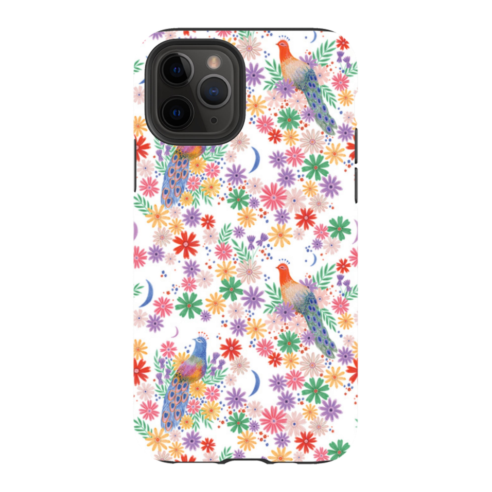 iPhone Tough Case - Peacock Pattern White By Lee Foster Wilson