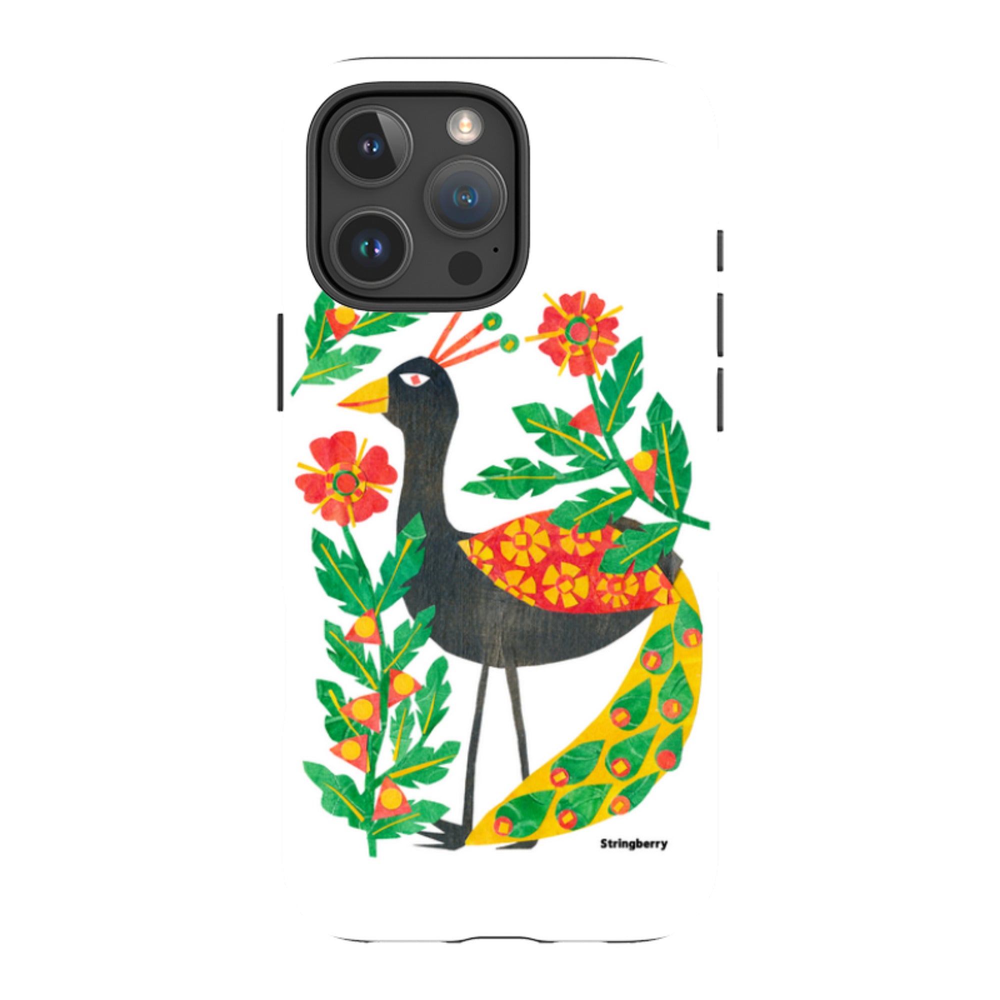 iPhone Tough Case - Folk Floral Peahen By Tracey English