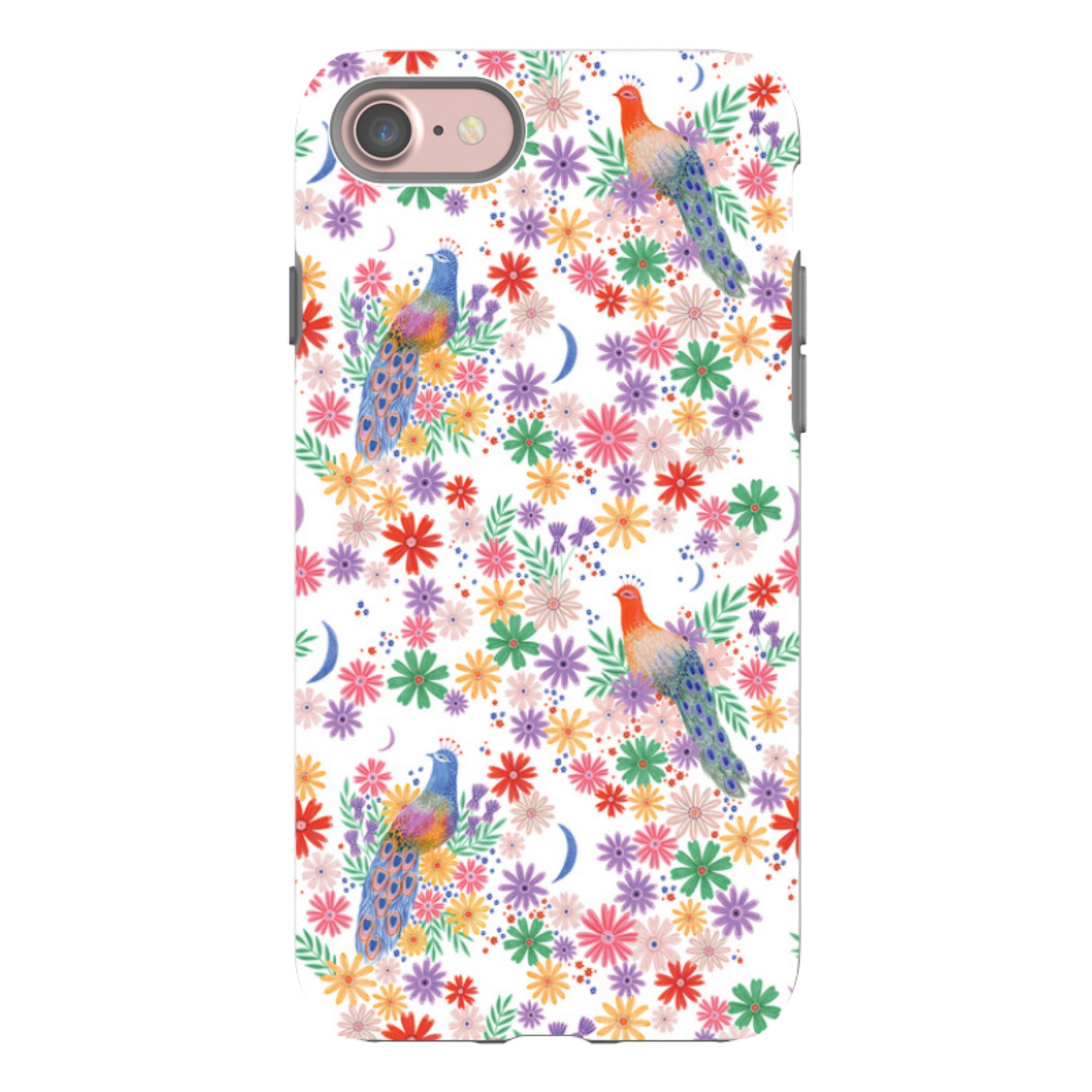 iPhone Tough Case - Peacock Pattern White By Lee Foster Wilson