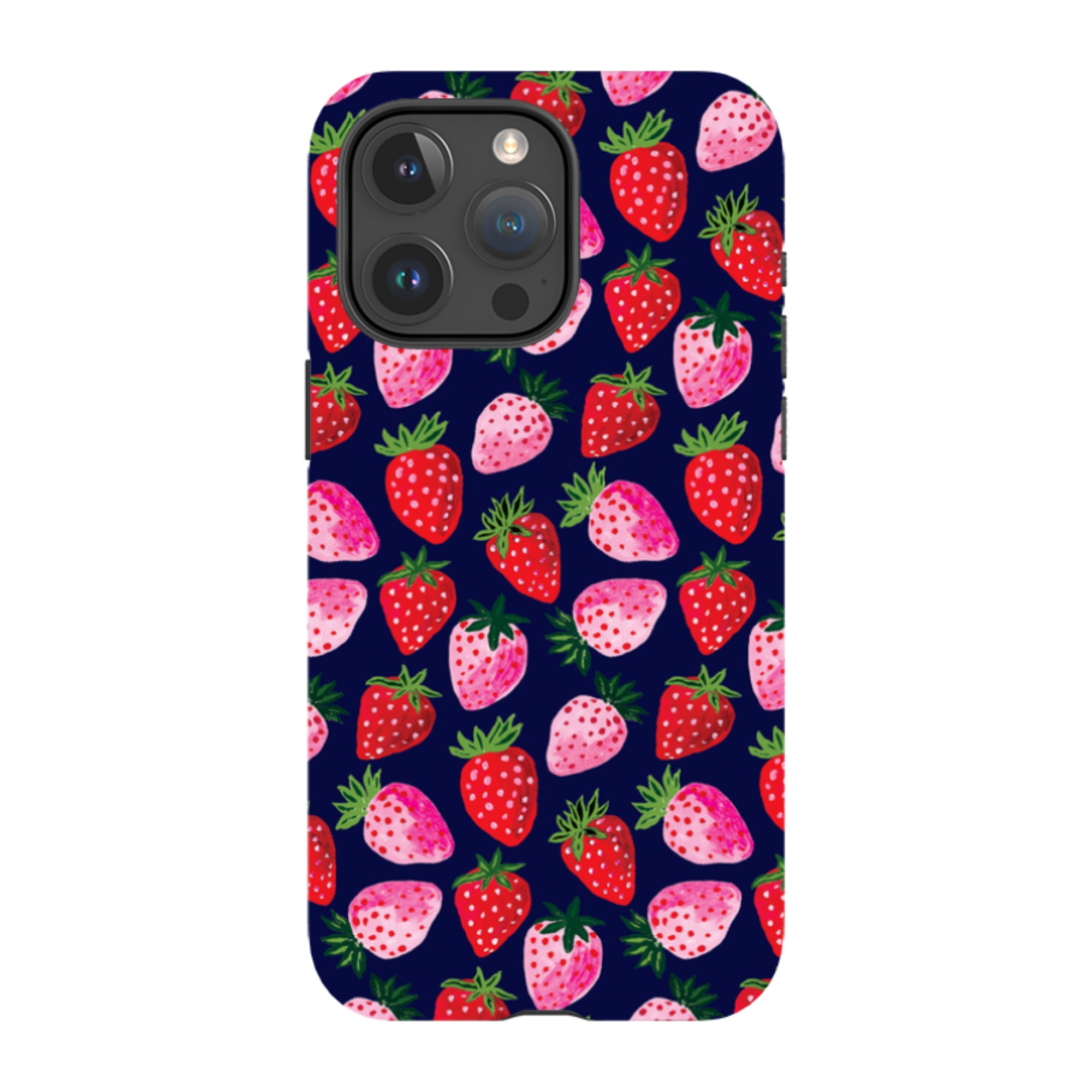 iPhone Tough Case - Strawberry Scatter Navy By Emma Frances Grant