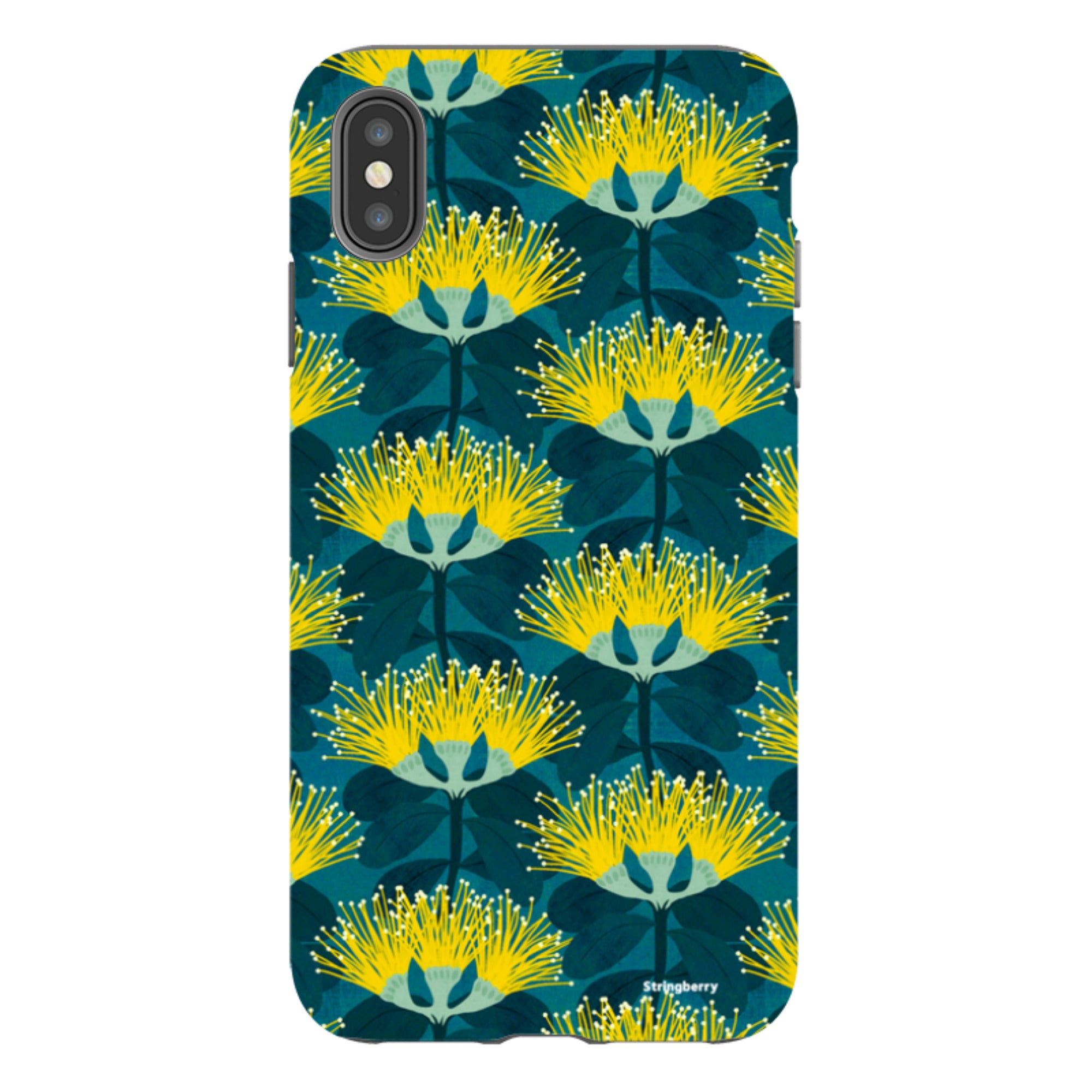 iPhone Tough Case - Pohutukawa Yellow And Blue By Katherine Quinn