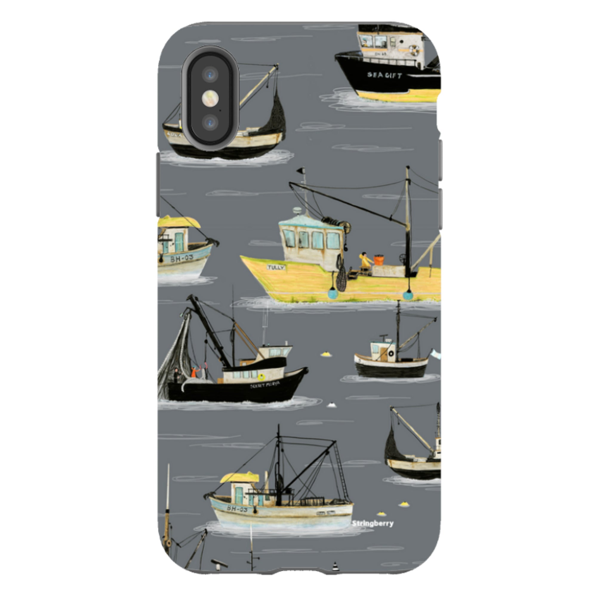 iPhone Tough Case - Fishing Boats Grey By Katherine Quinn