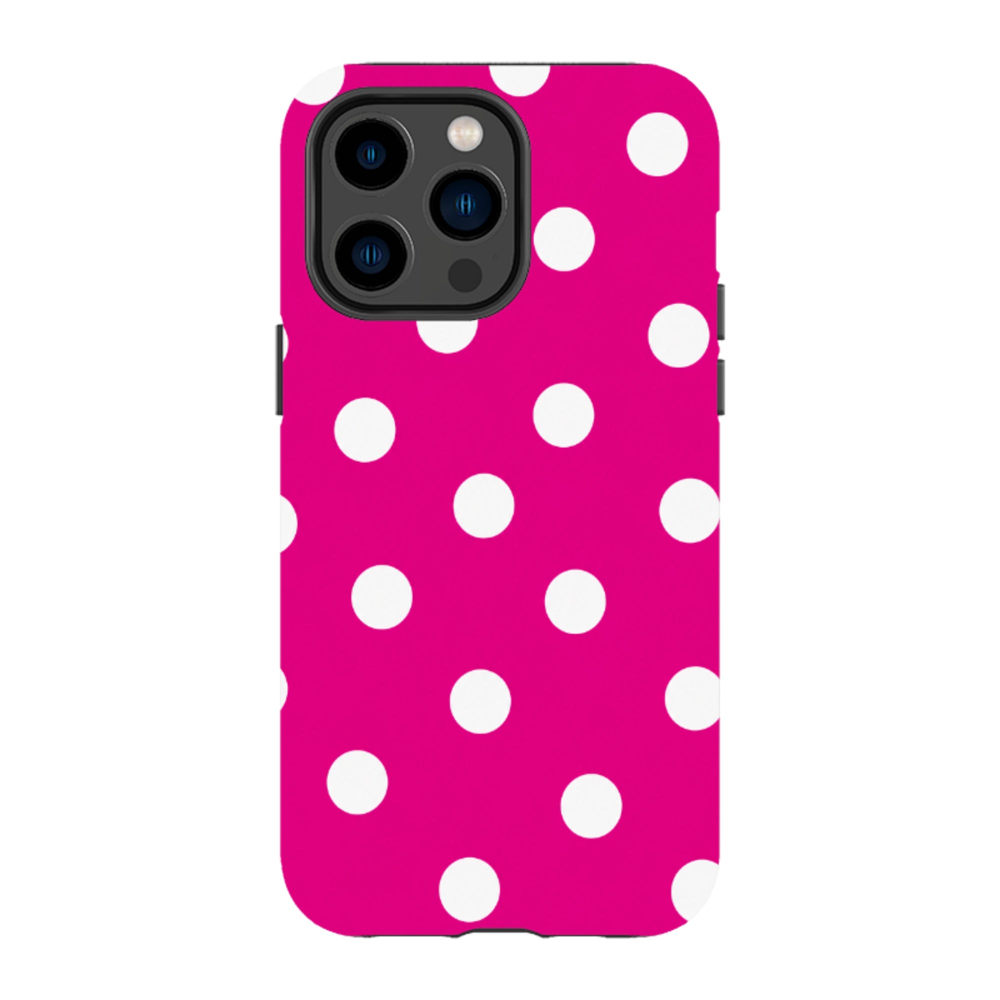 iPhone Tough Case - Hot Pink & White Polka Dot