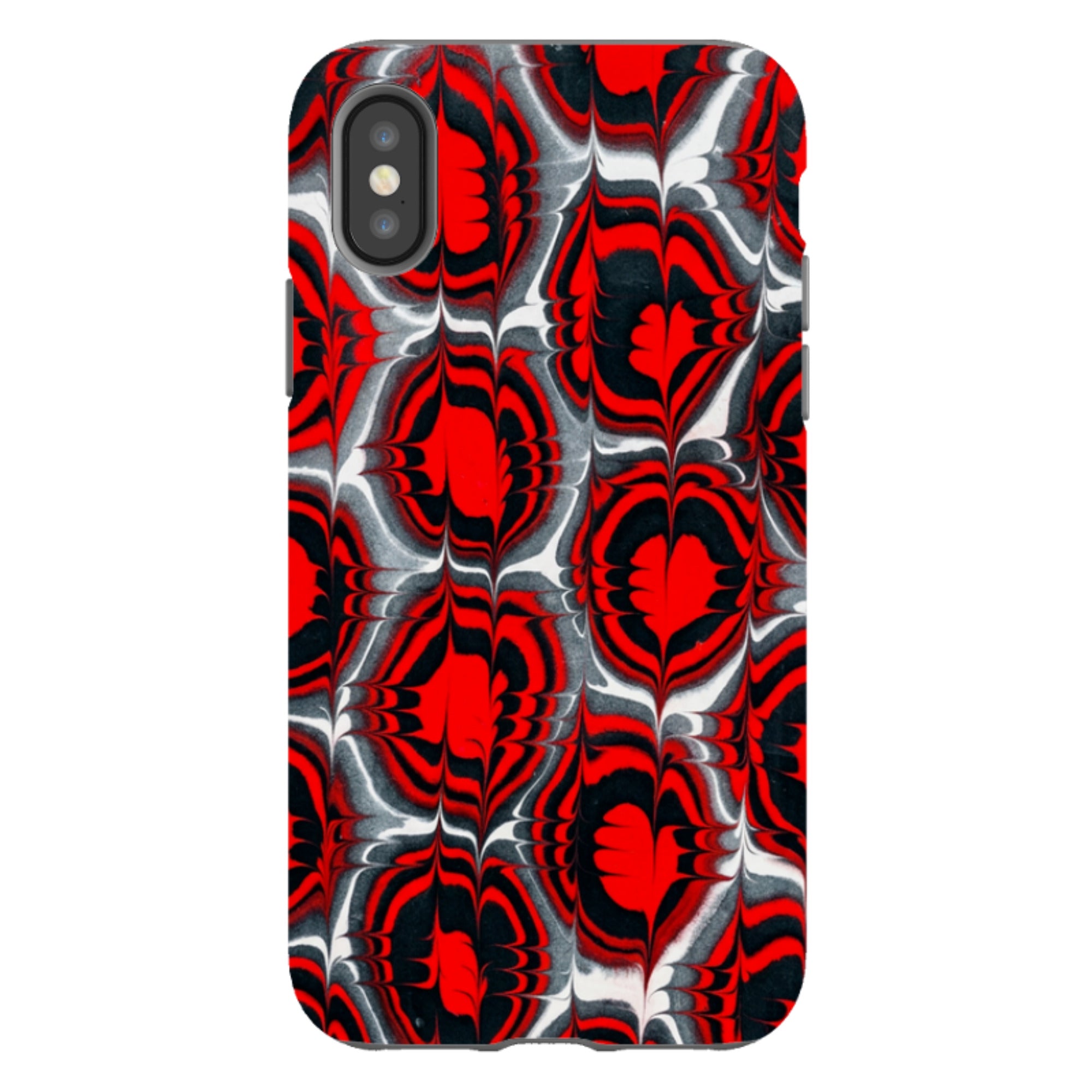 iPhone Tough Case - Red & Black Marble