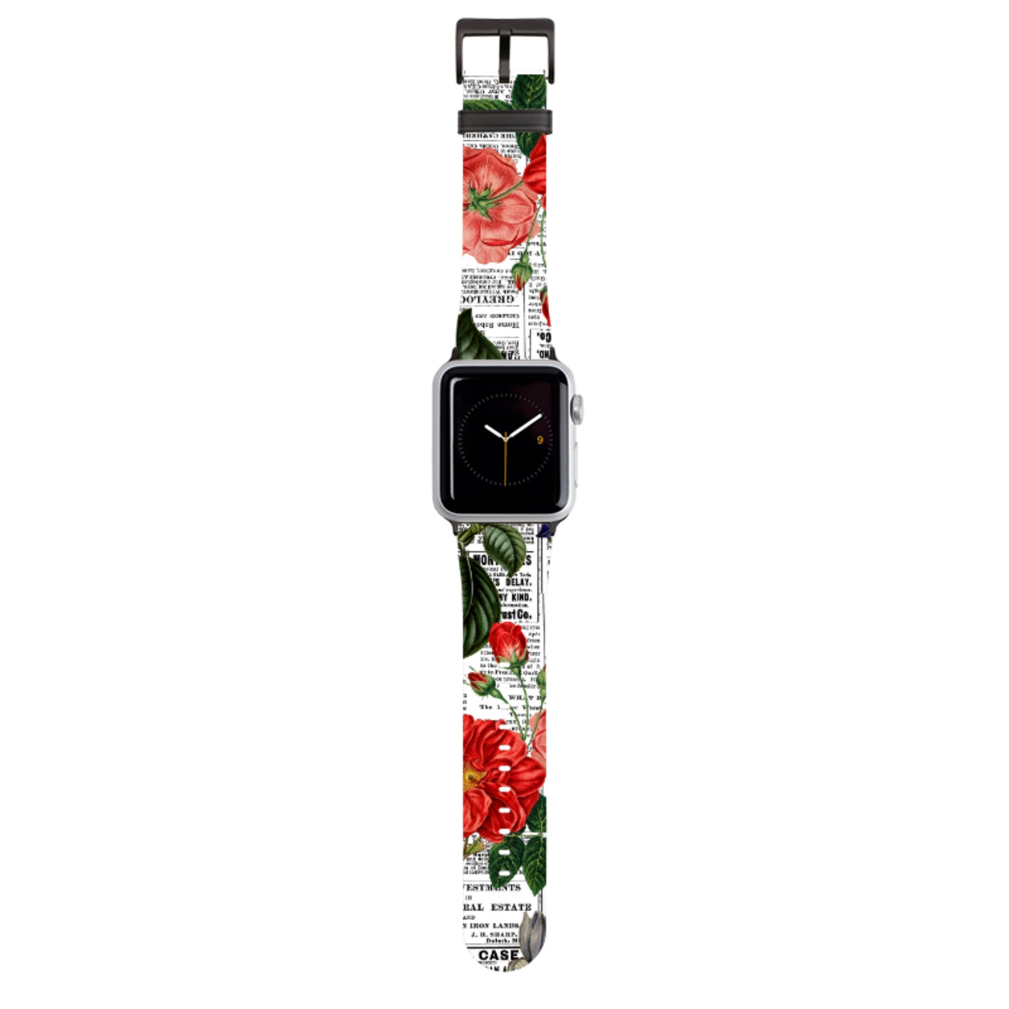 Floral Newsprint Apple Watch Strap