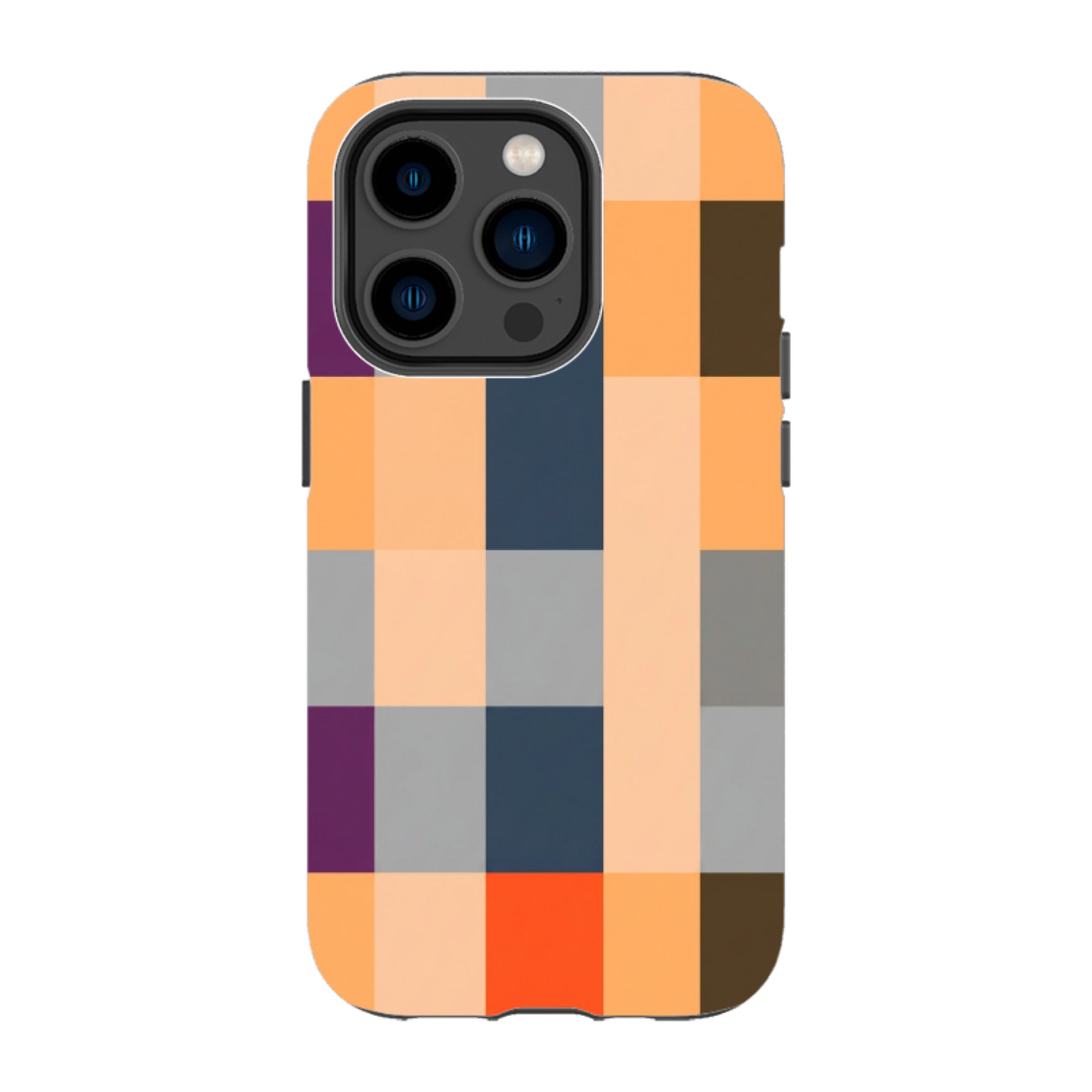 iPhone Tough Case - Orange and Purple Plaid