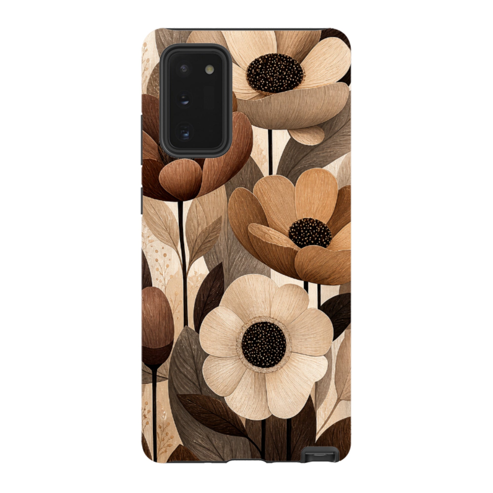 Samsung Tough Case - Chocolate Woodgrain Floral