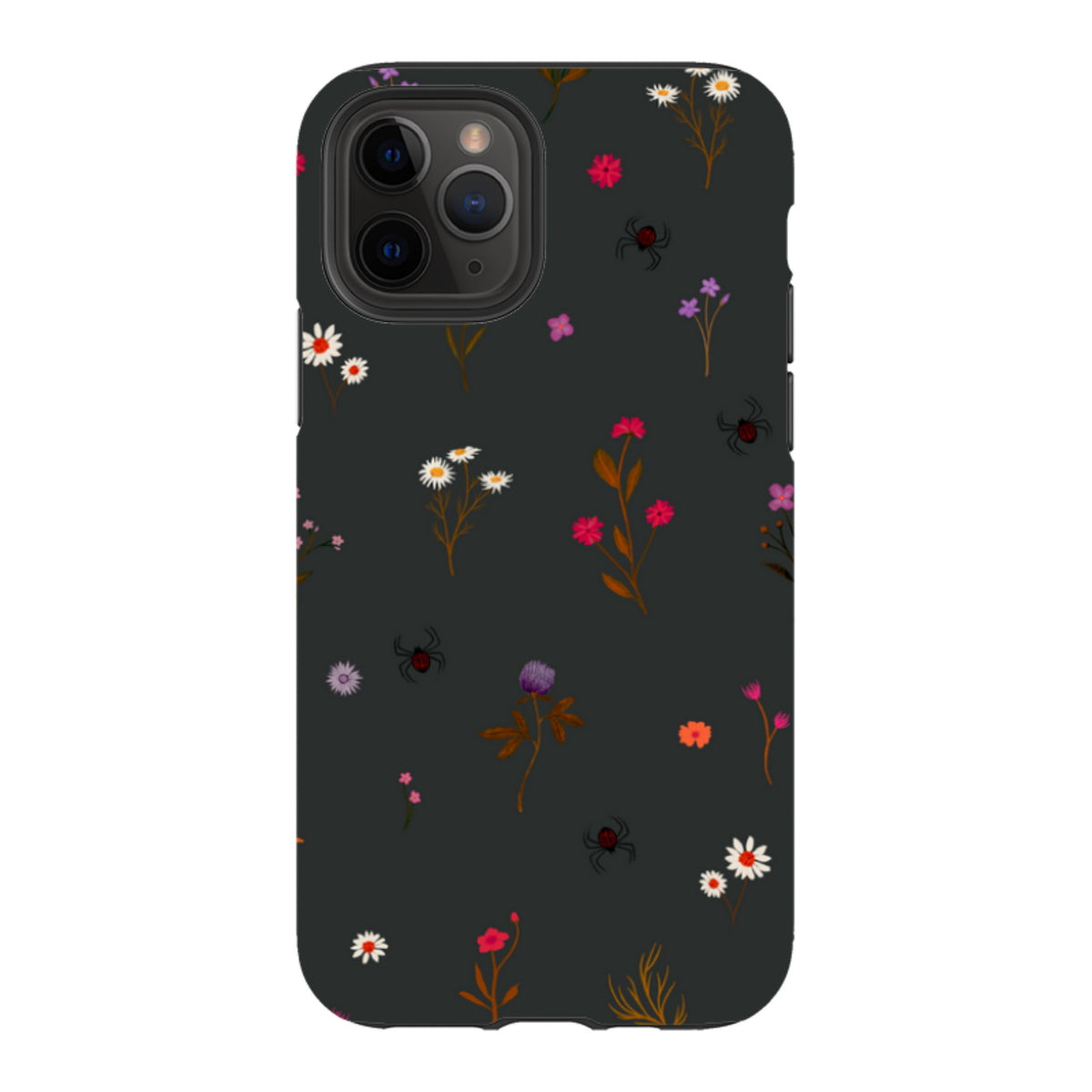 iPhone Tough Case - Florals and Spiders - Charcoal By Katherine Quinn