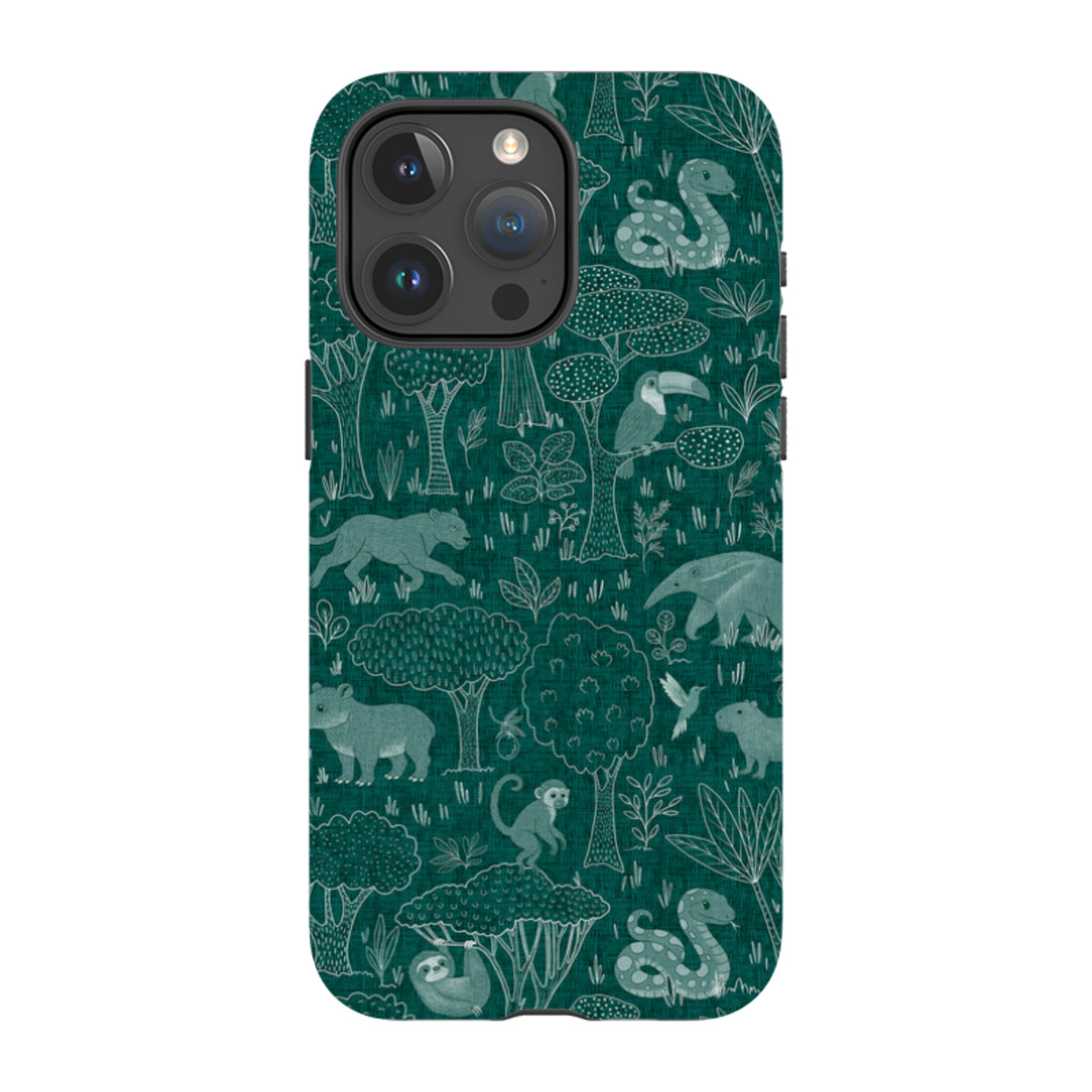 iPhone Tough Case - Tropical Jungle Animals teal By Katherine Quinn