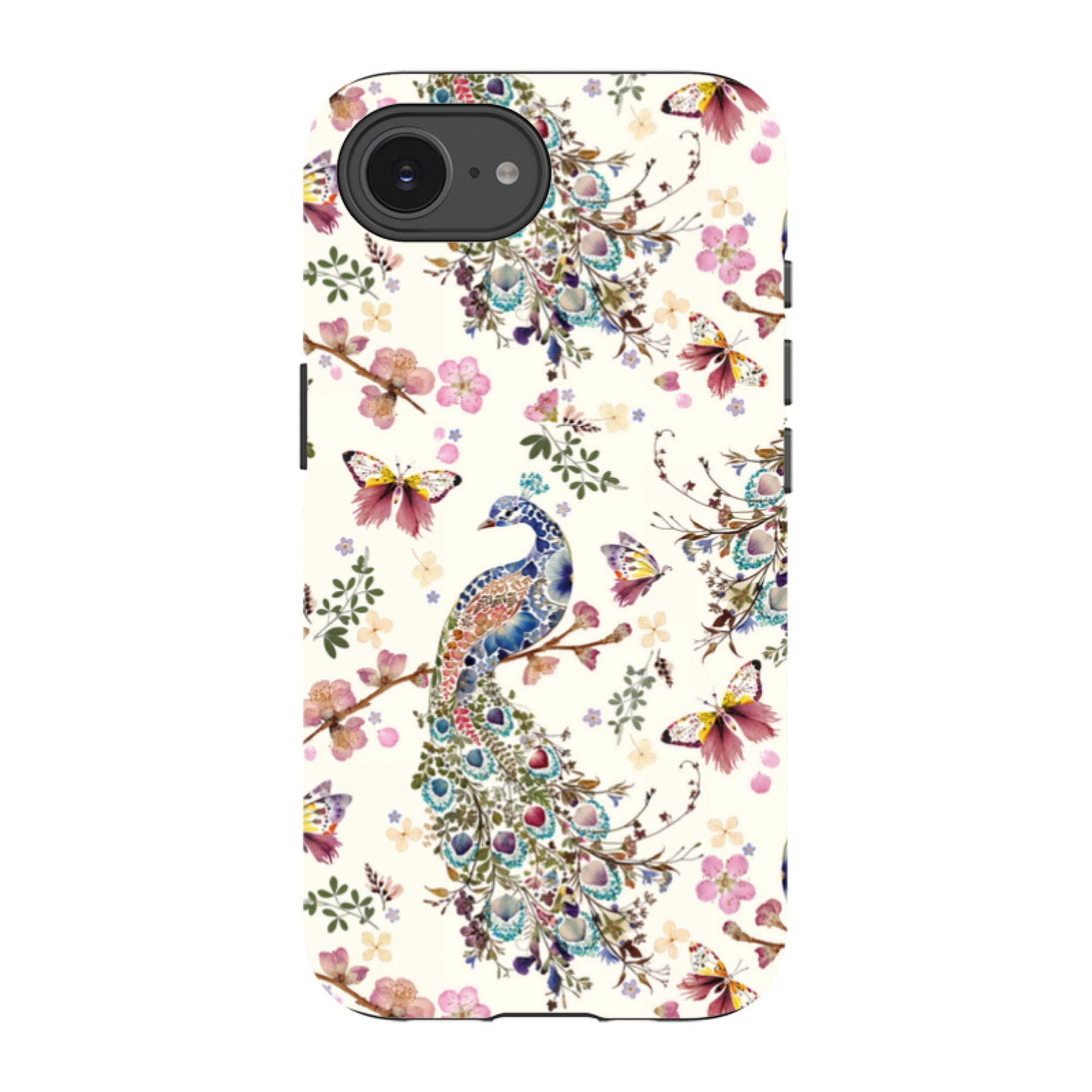 iPhone Tough Case - Peacock and Cherry Blossoms By Helen Ahpornsiri