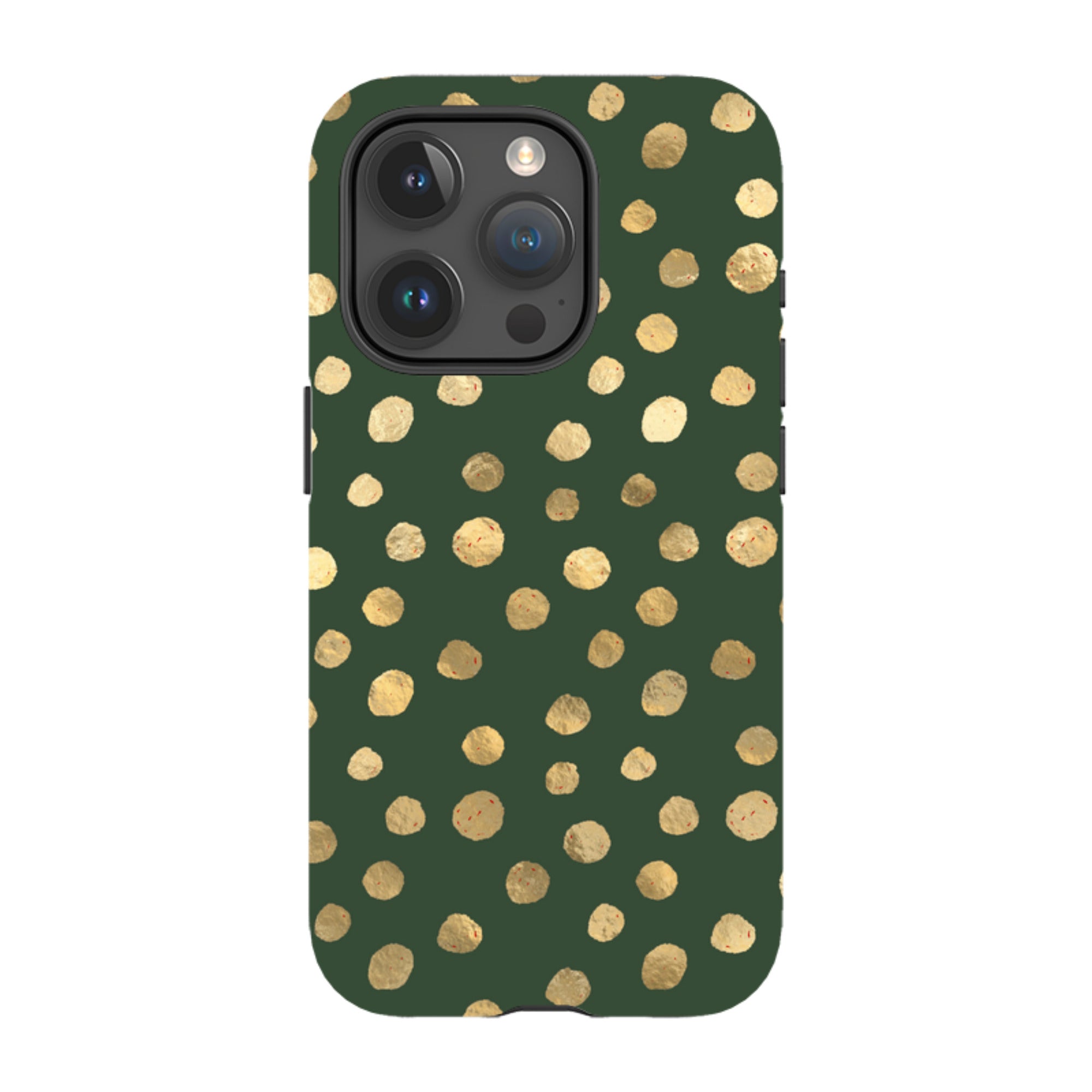 iPhone Tough Case - Green and Gold Dots