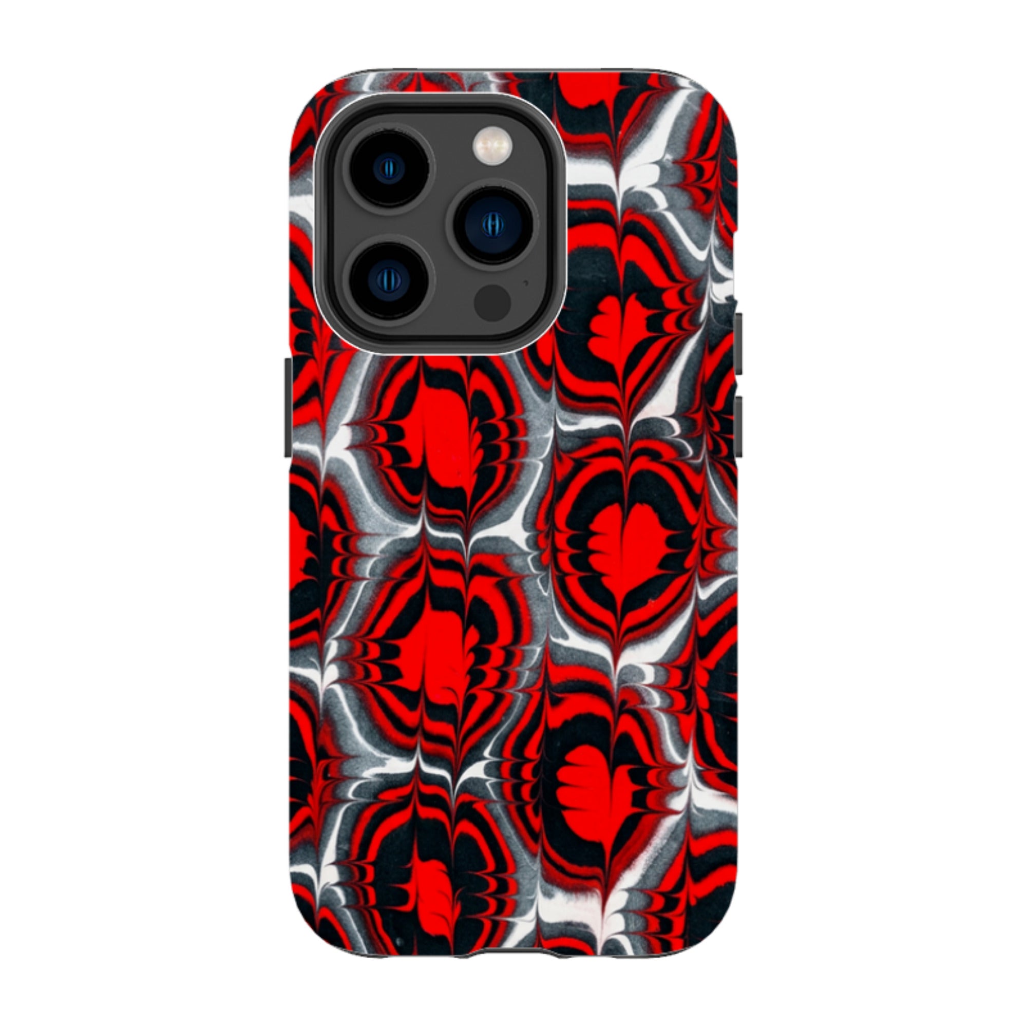 iPhone Tough Case - Red & Black Marble