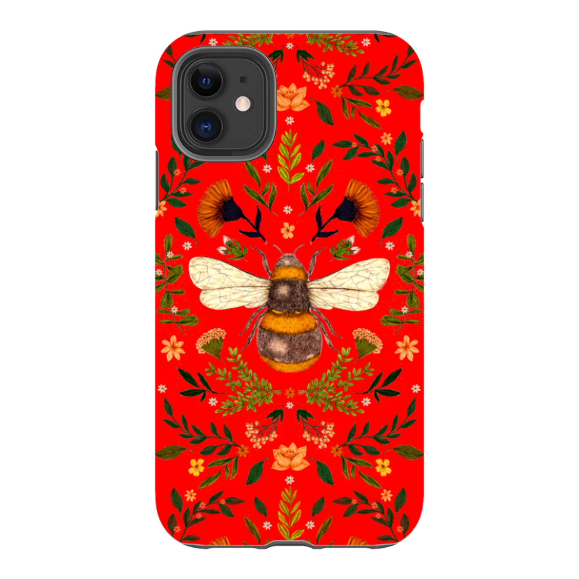 iPhone Tough Case - Botanical Bee Red By Jade Mosinski
