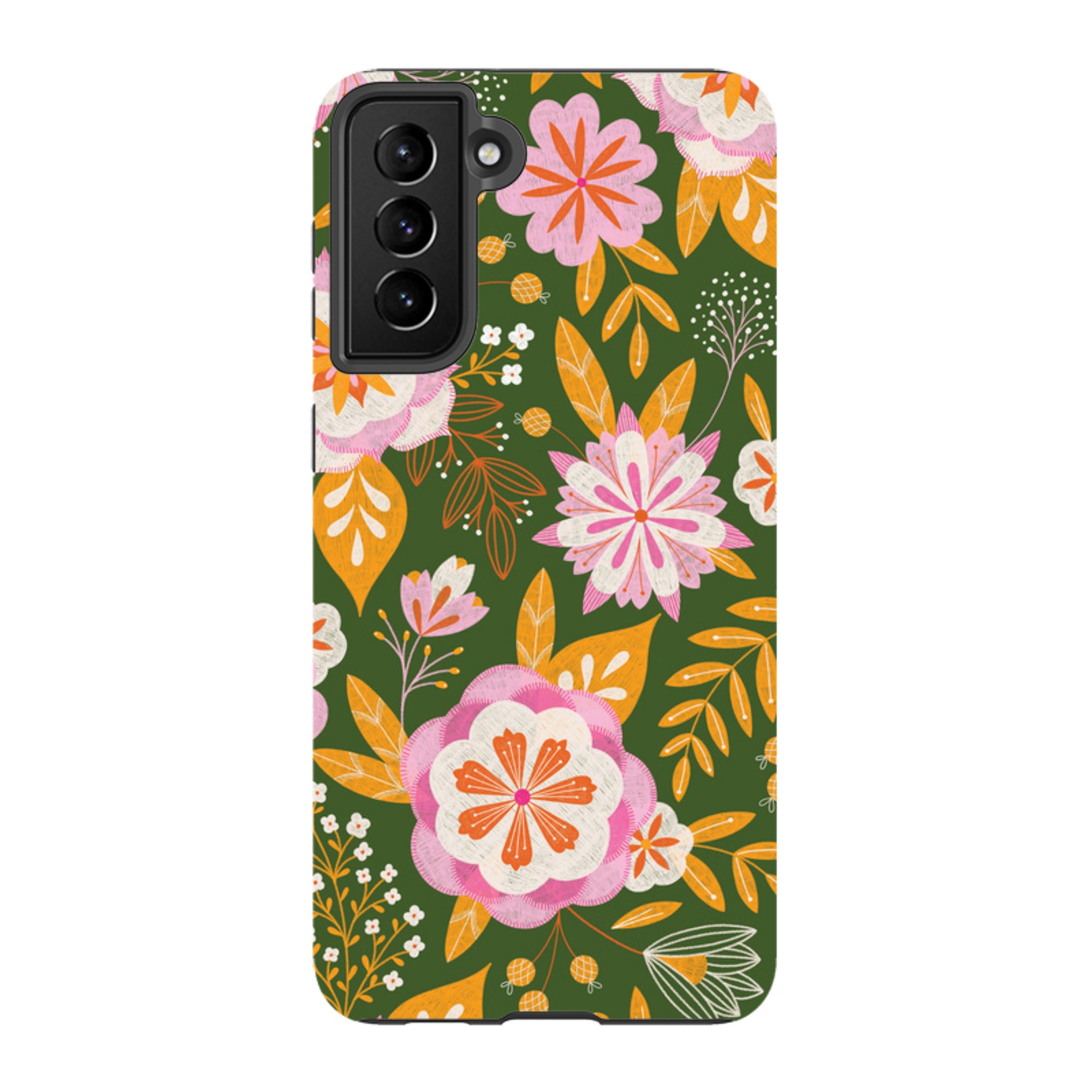 Samsung Tough Case - Big Bold Blooms Green By Jenny Zemanek