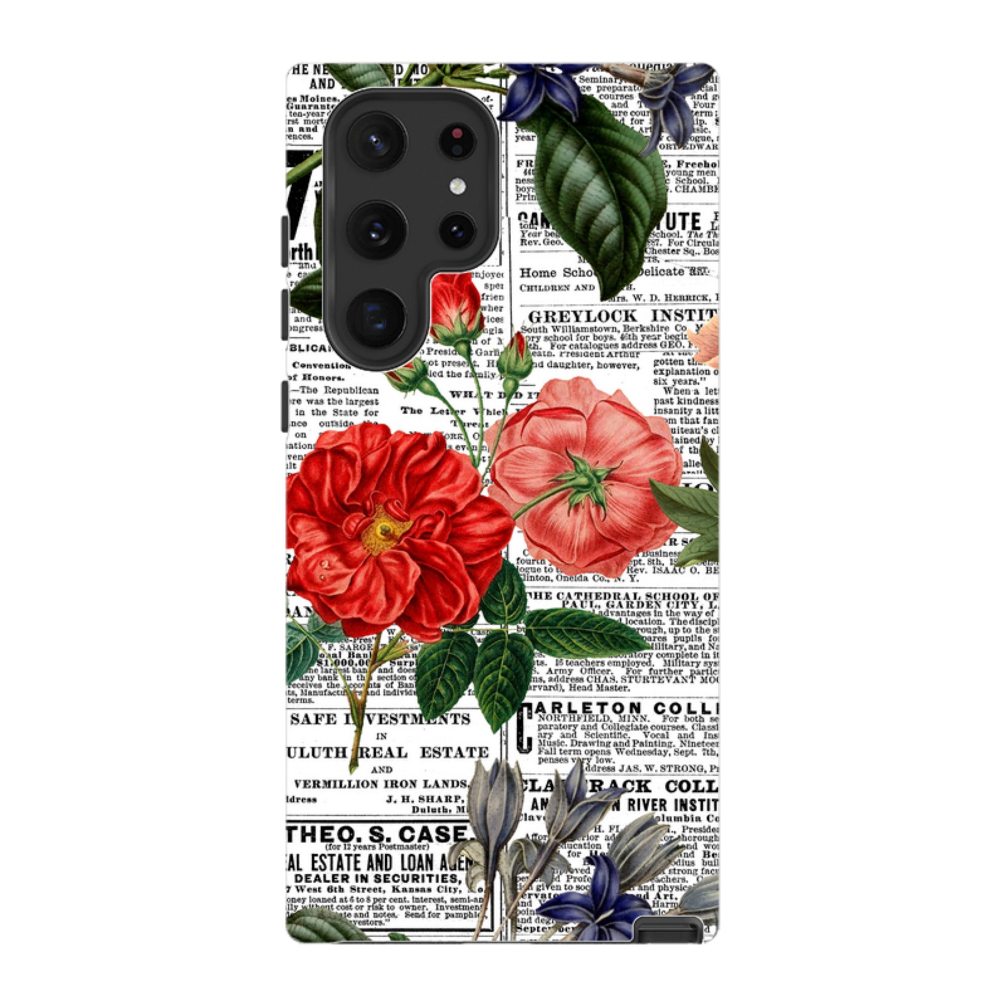 Samsung Tough Case - Floral Newsprint
